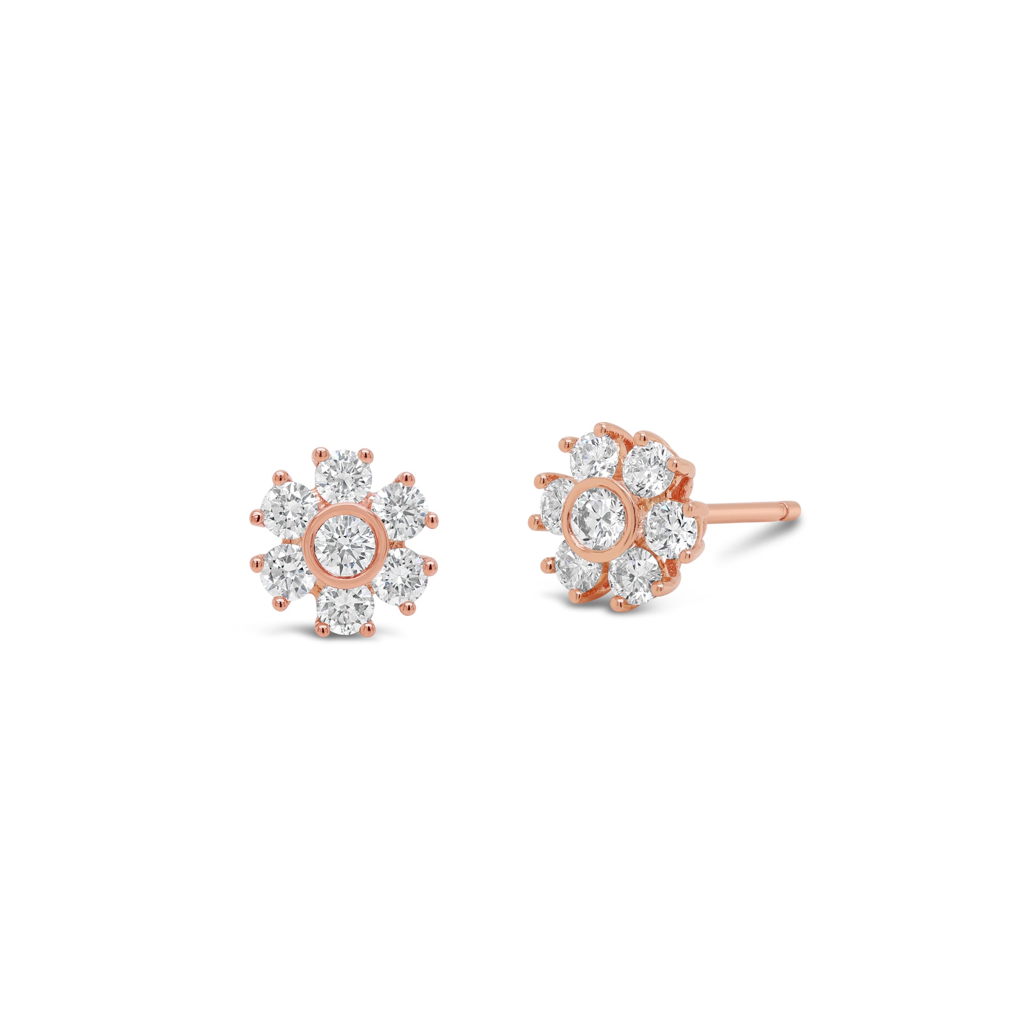 Floral stud diamond earrings in 18ct rose gold