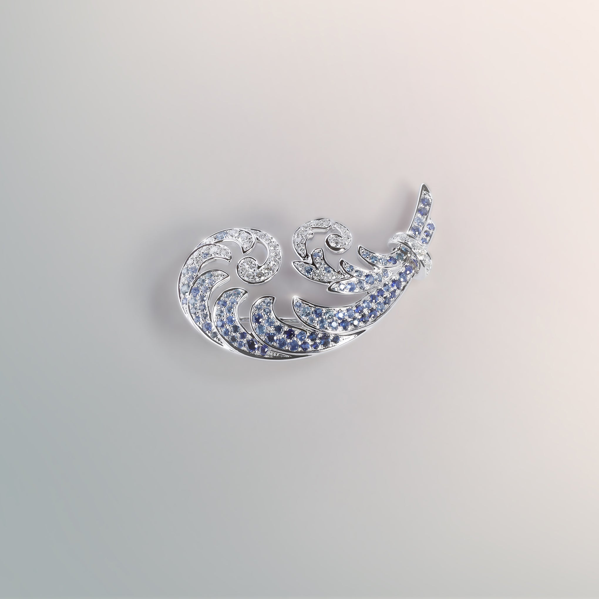 Diamond & Blue Sapphire Convertible Fern Brooch & Pendant