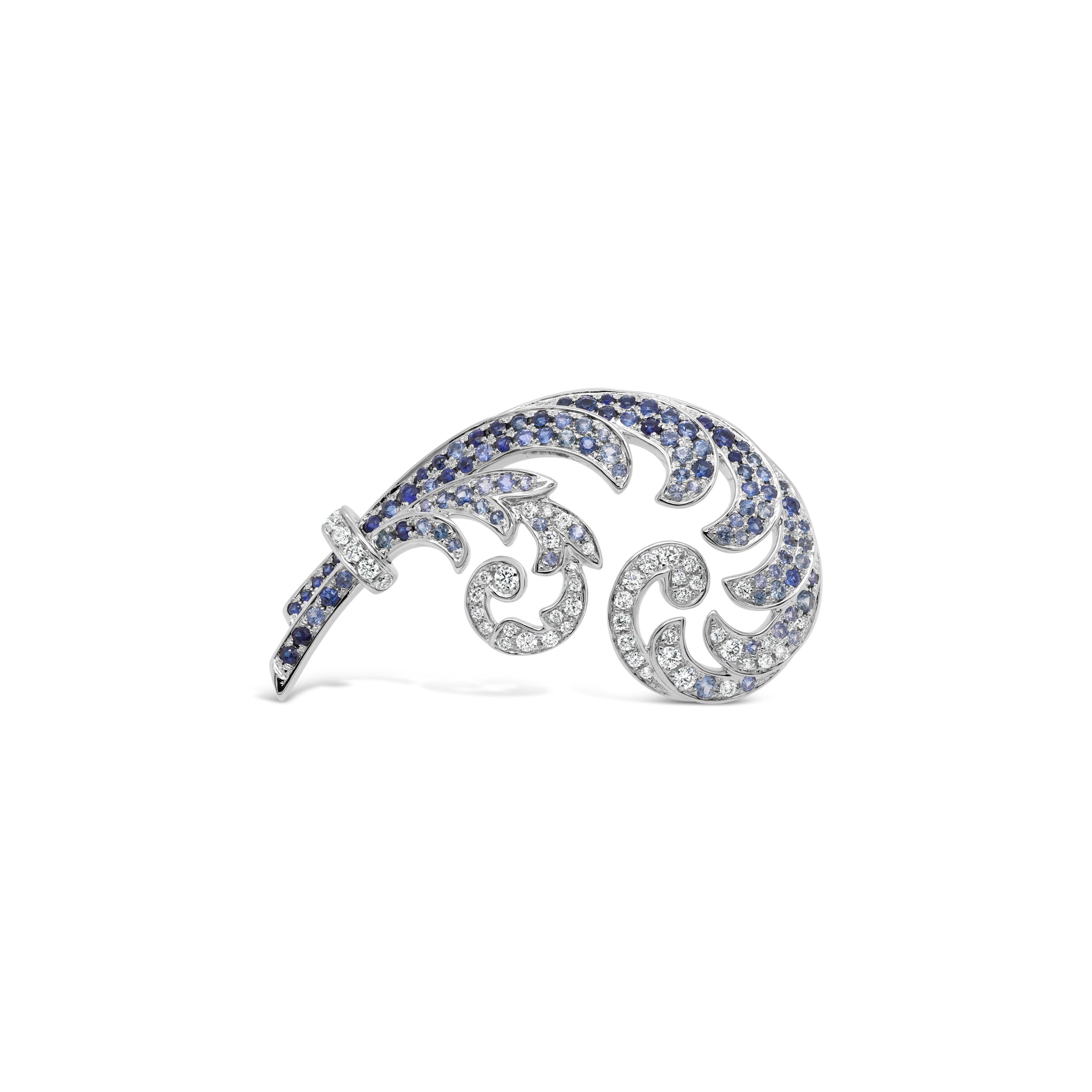 Diamond & Blue Sapphire Convertible Fern Brooch & Pendant