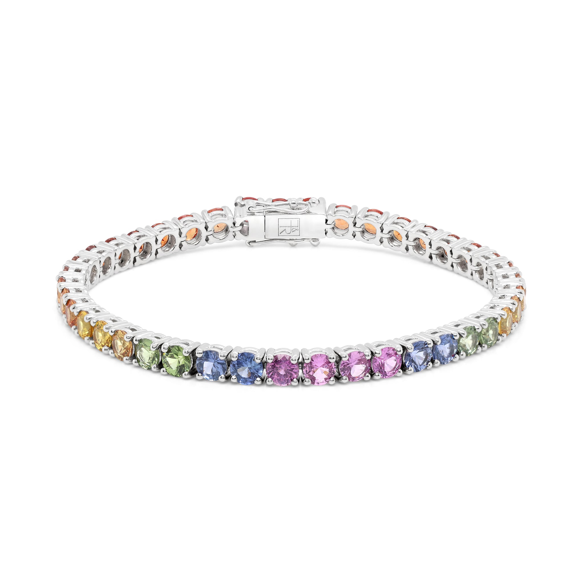 Multi-coloured Sapphire Claw set tennis bracelet
