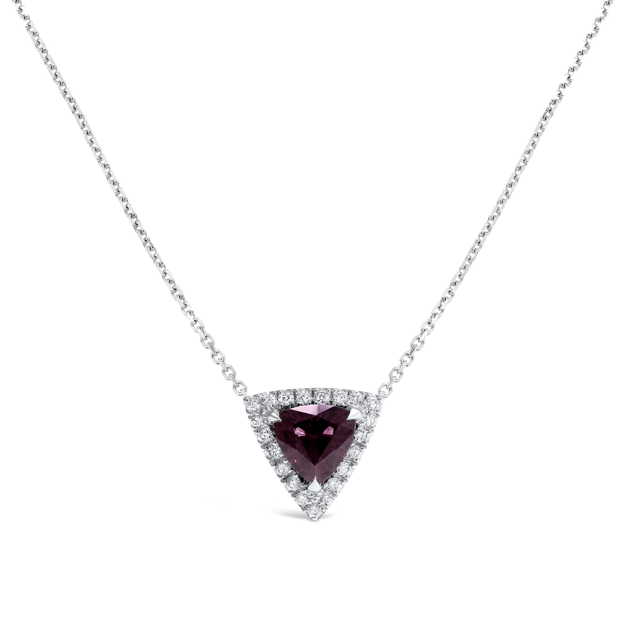 Trilliant Cut Purple Spinel and Diamond Necklace