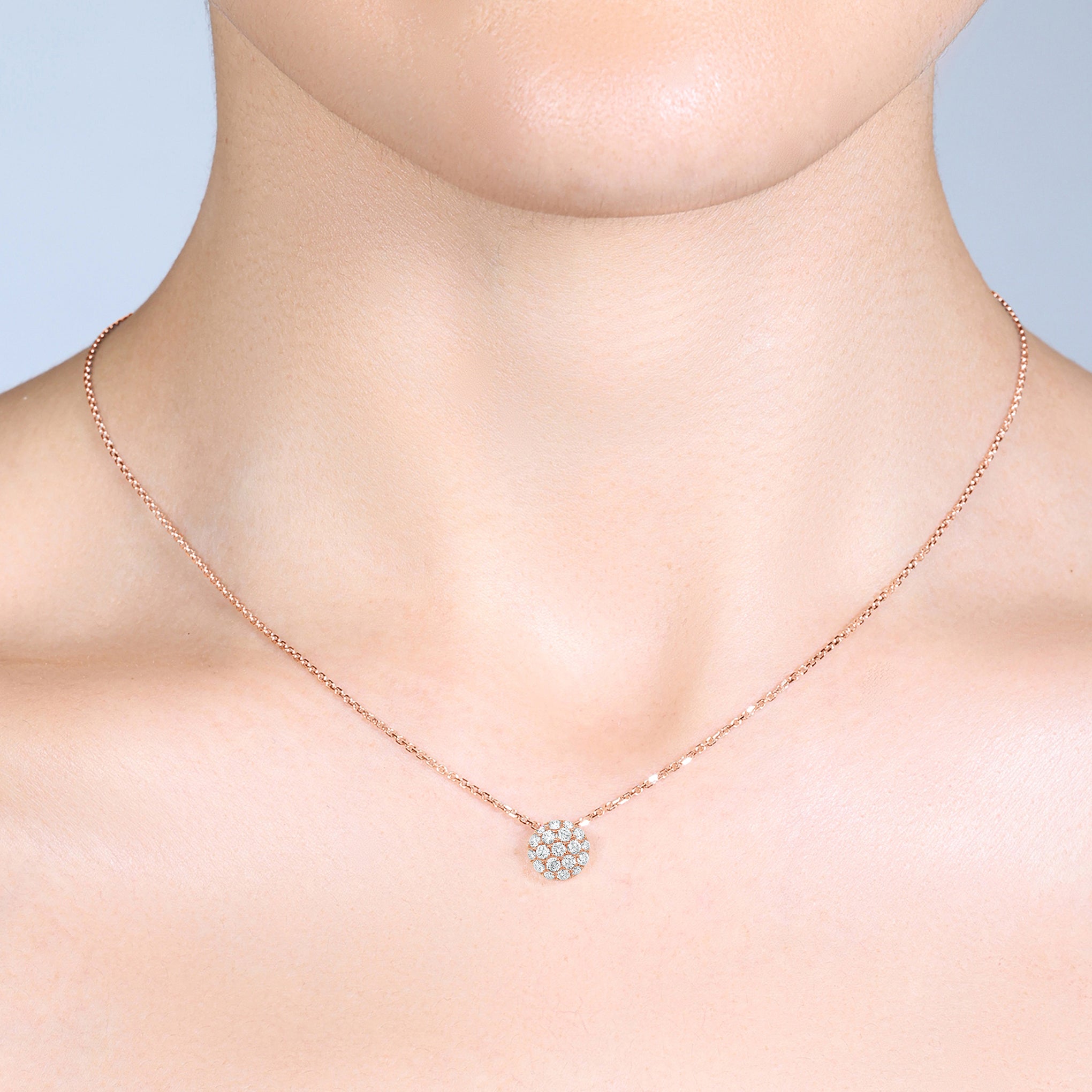 Pavé Diamond Pendant in 18ct Rose Gold (Small)