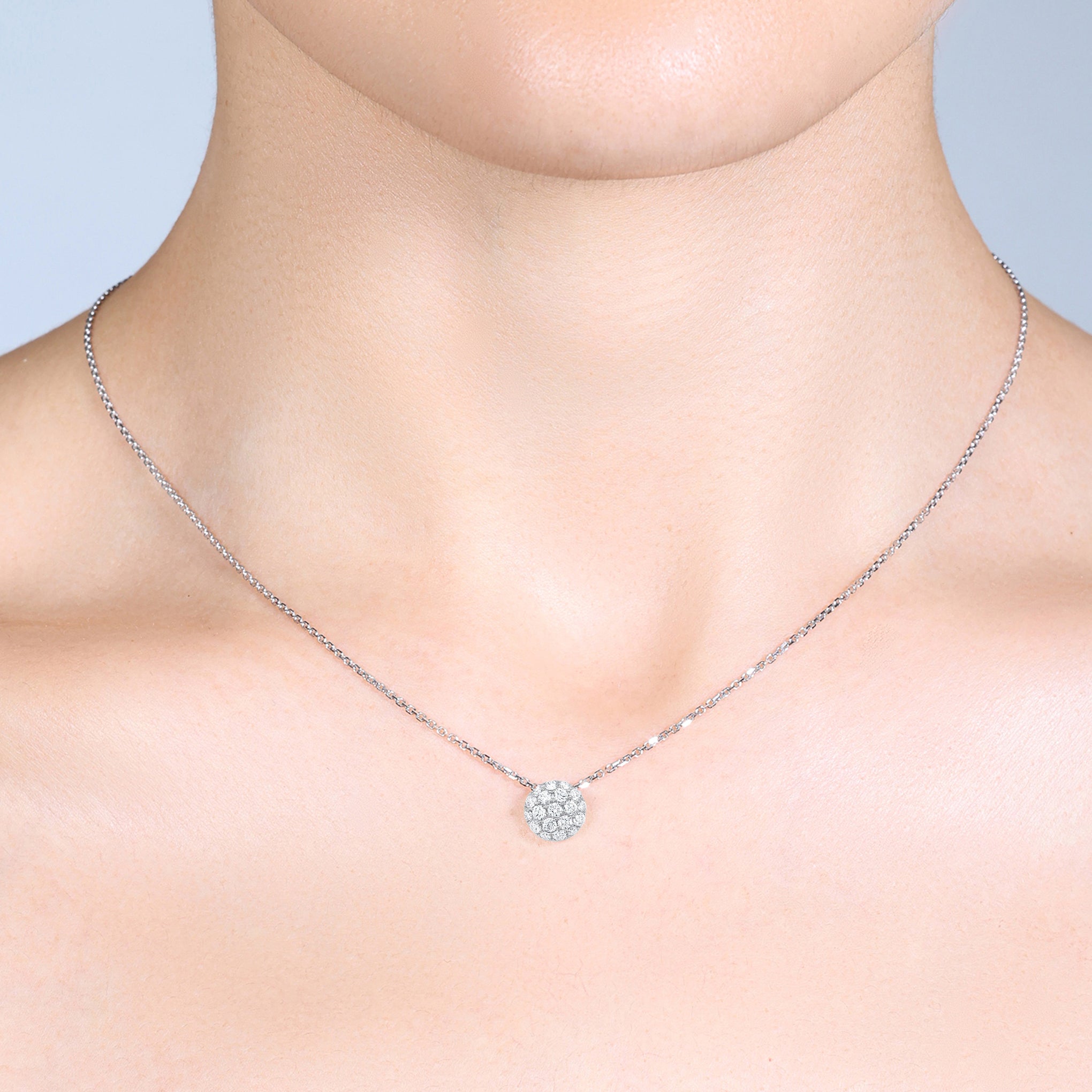 Pavé Diamond Pendant in 18ct White Gold (Small)