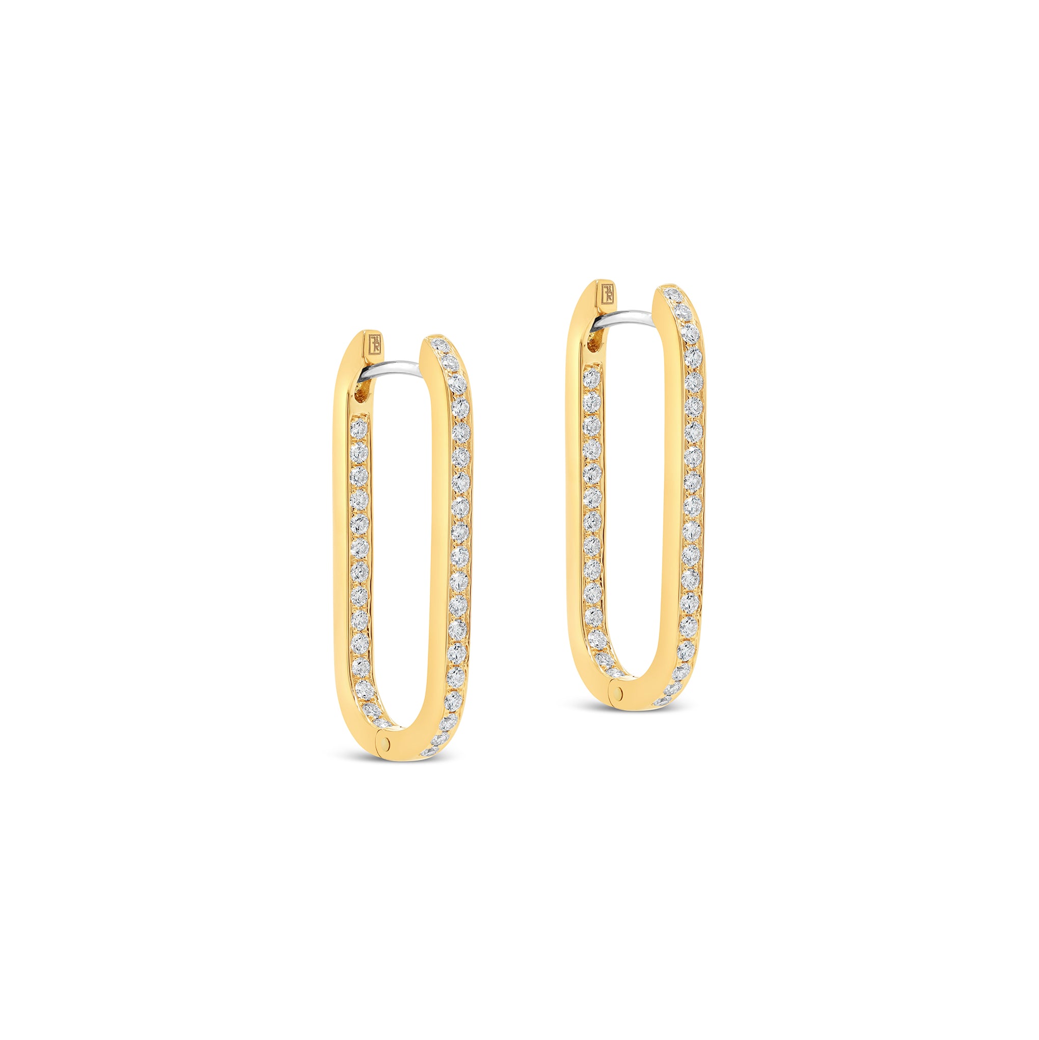 Paperclip Link Hinged Hoop Diamond Earrings in 18ct yellow gold