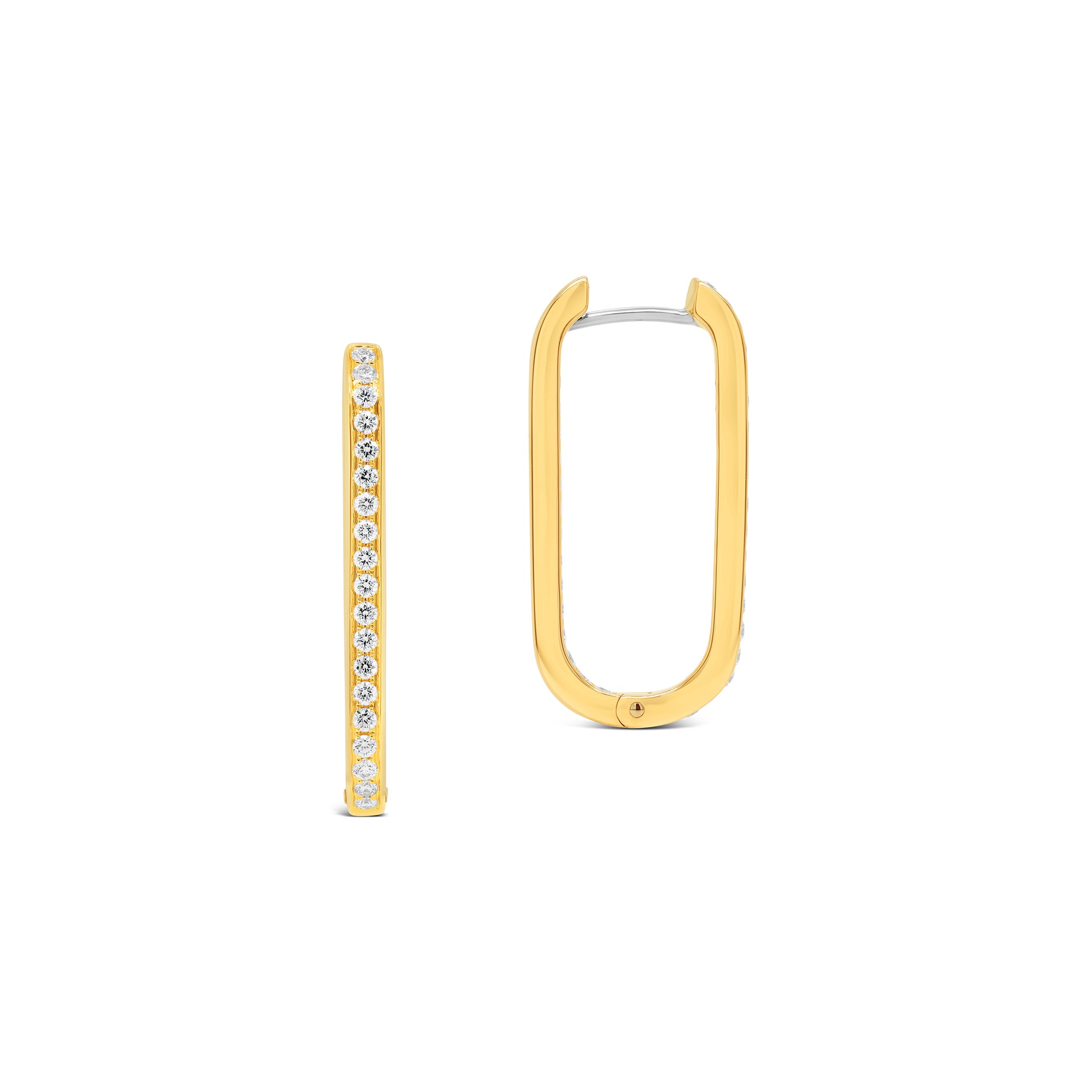 Paperclip Link Hinged Hoop Diamond Earrings in 18ct yellow gold