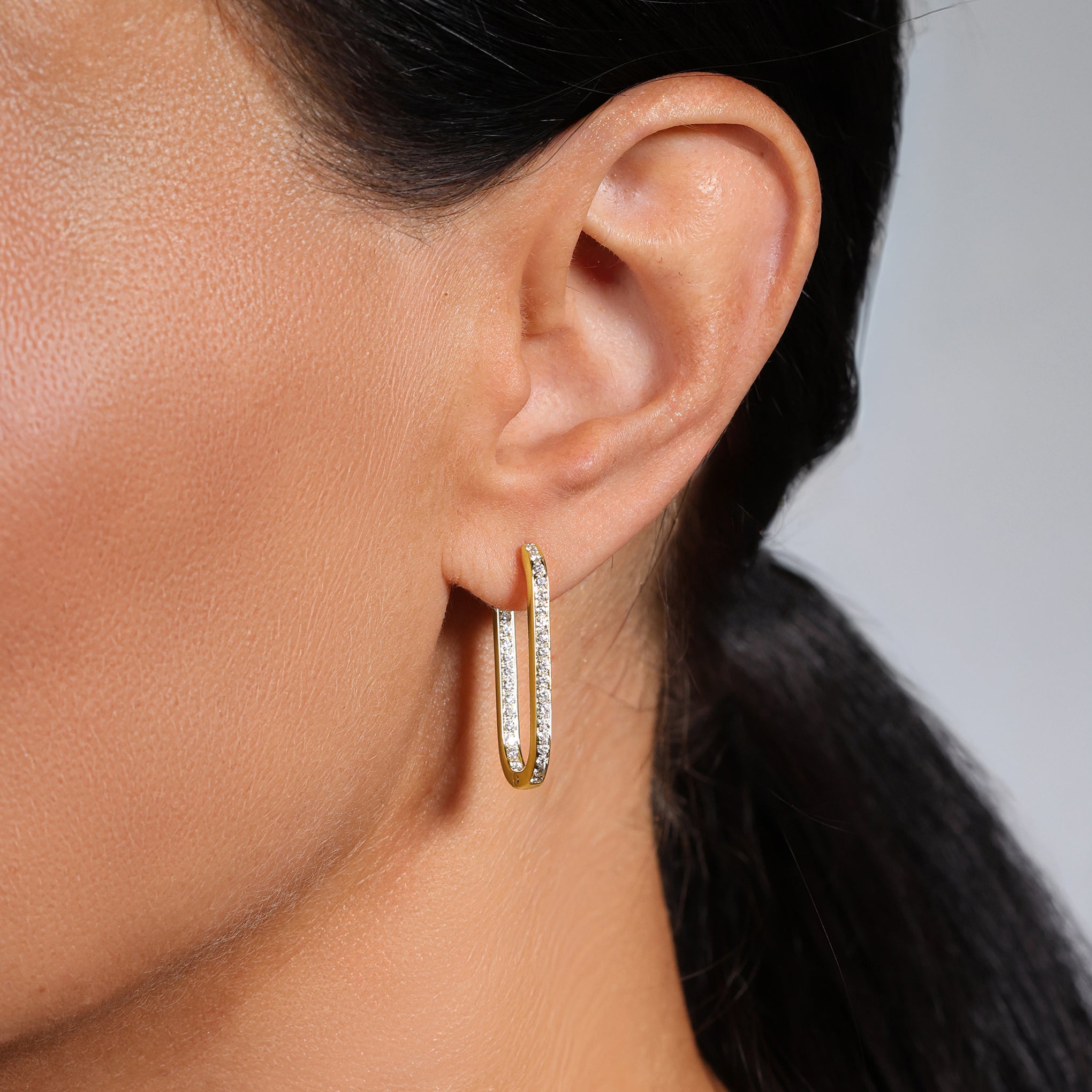 Paperclip Link Hinged Hoop Diamond Earrings in 18ct yellow gold
