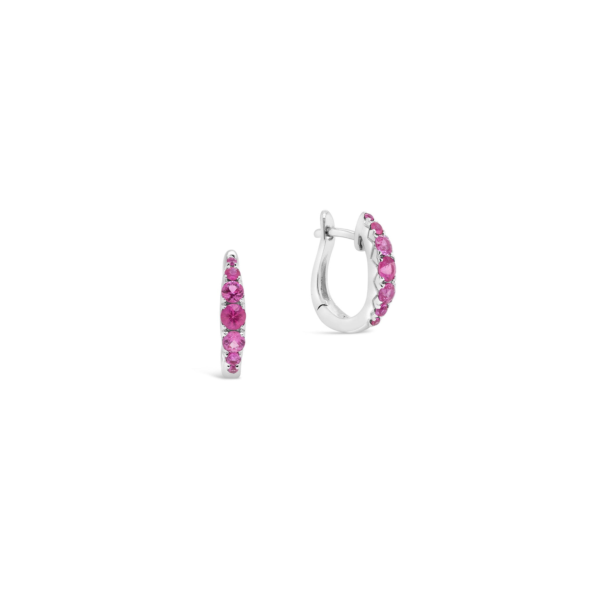Graduated Pink Sapphire Hoop Earrings in 18ct White Gold