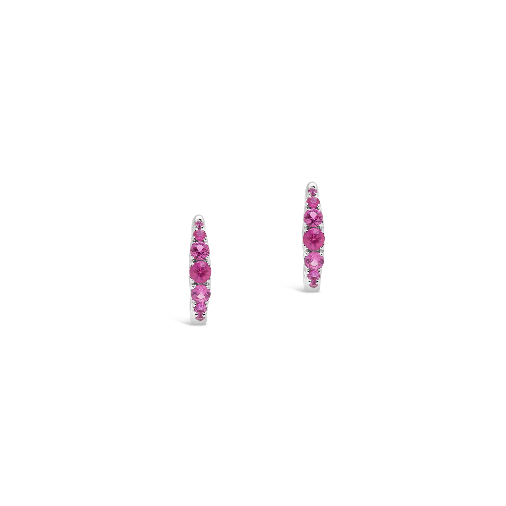Graduated Pink Sapphire Hoop Earrings in 18ct White Gold
