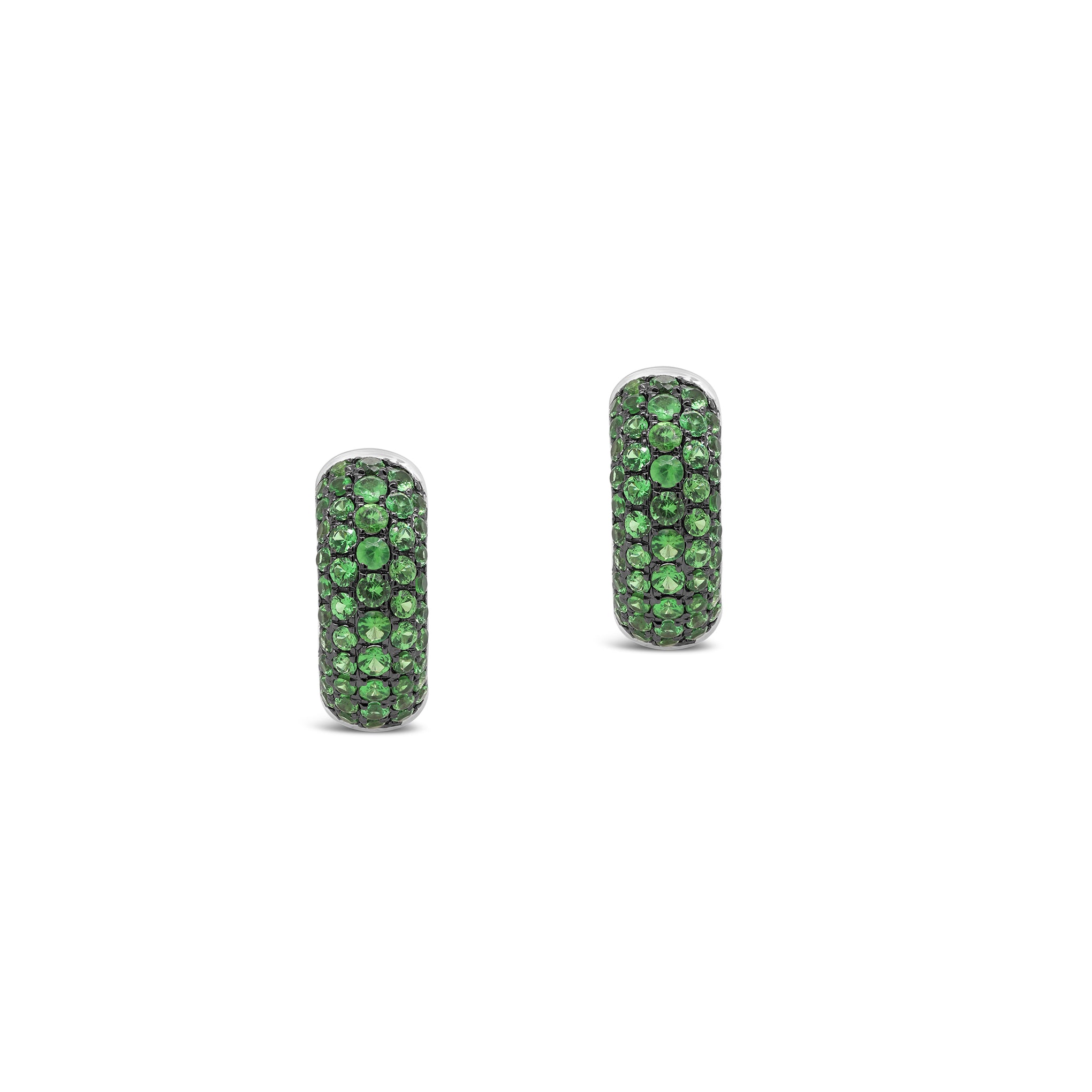 Tsavorite Pave Hoop Earrings in 18ct White Gold
