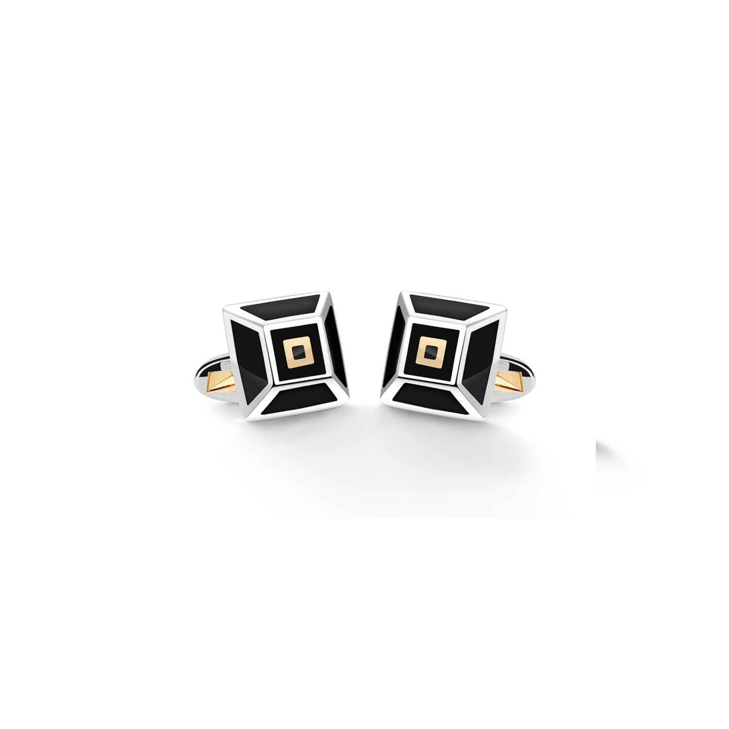 Barbarulo Napoli Square black enamel cufflinks