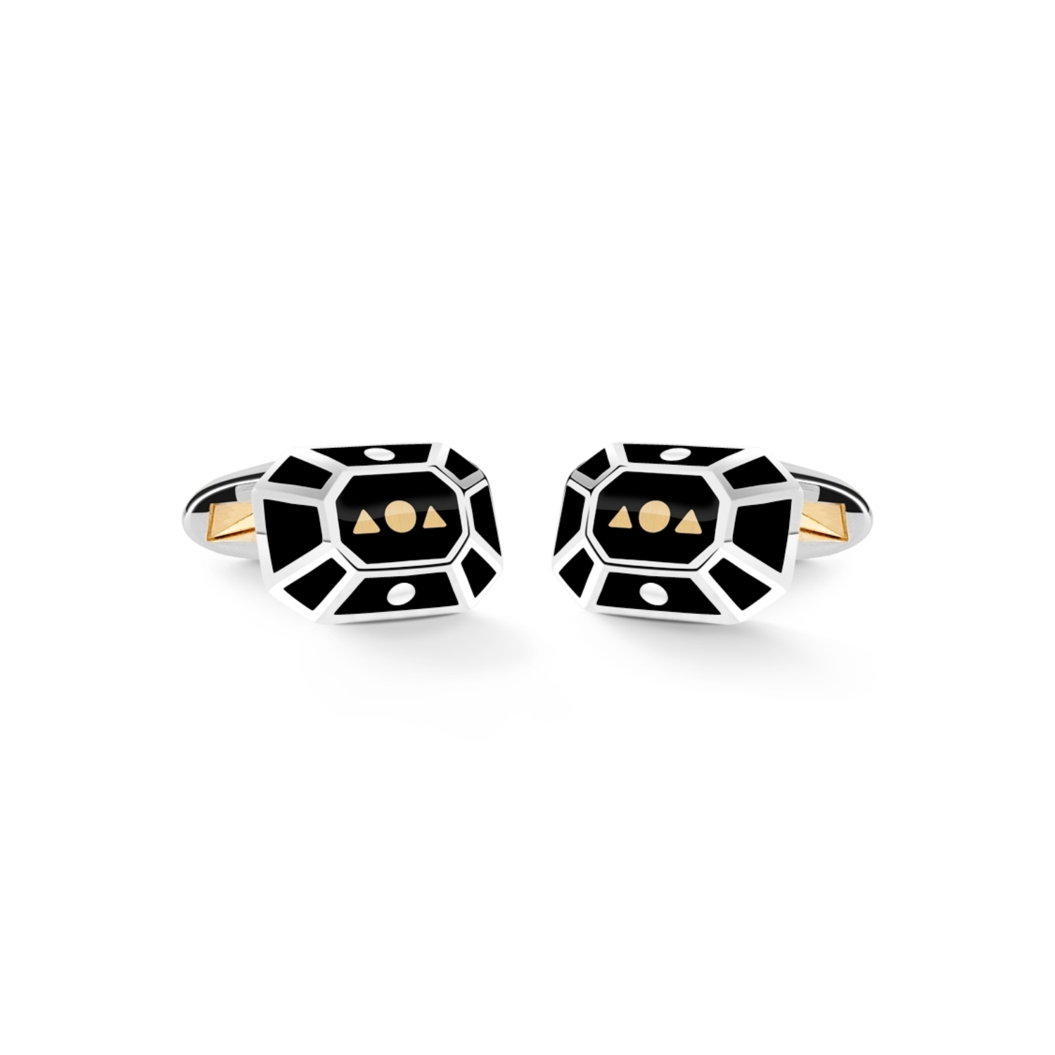 Barbarulo Napoli Octagonal black enamel cufflinks