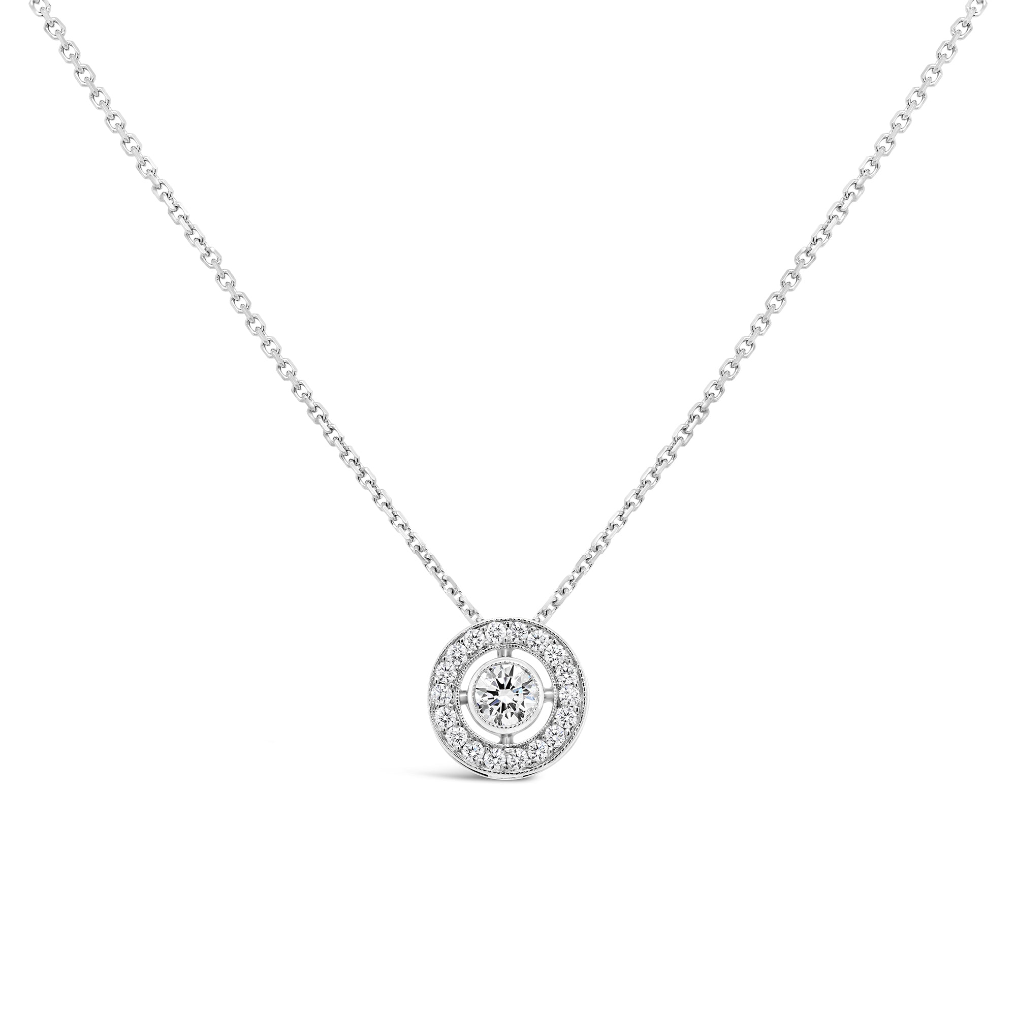Diamond Pendant & Chain Necklace White Gold