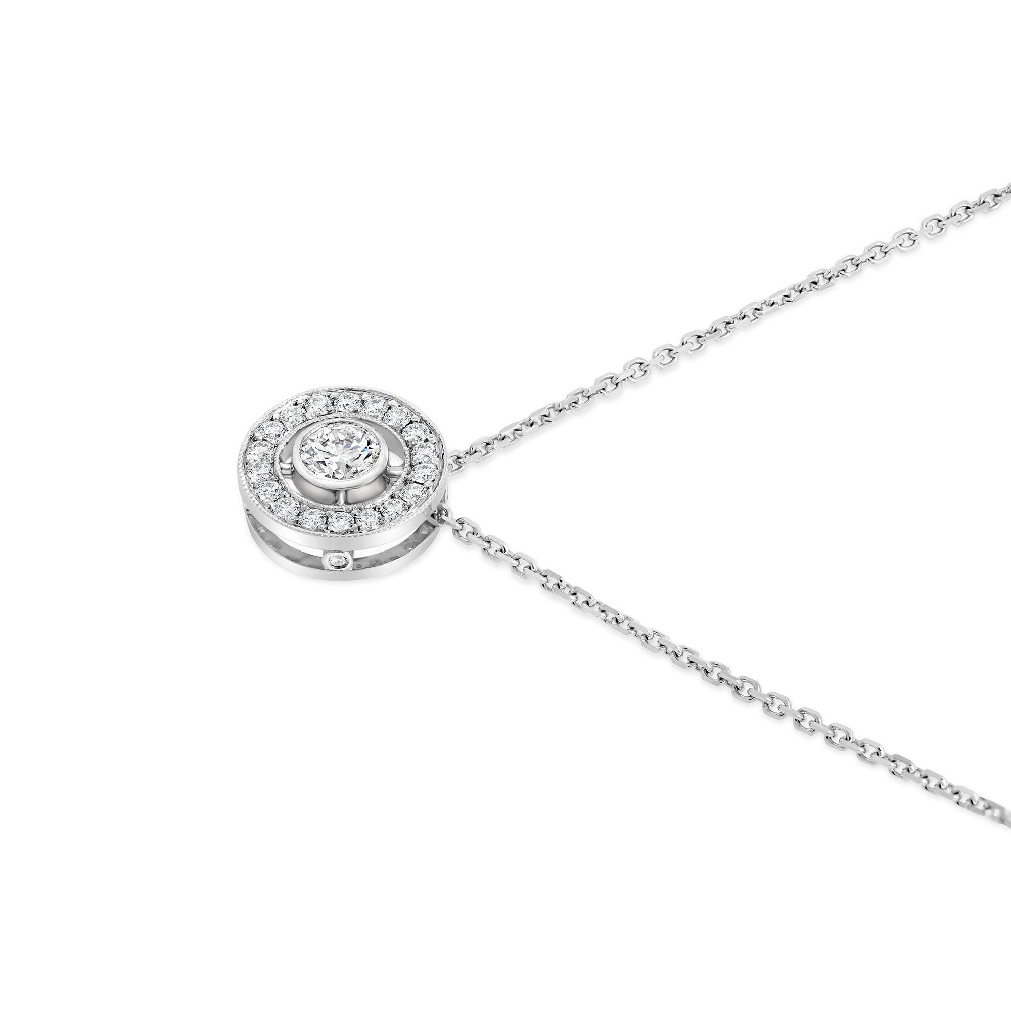 Diamond Pendant & Chain Necklace White Gold