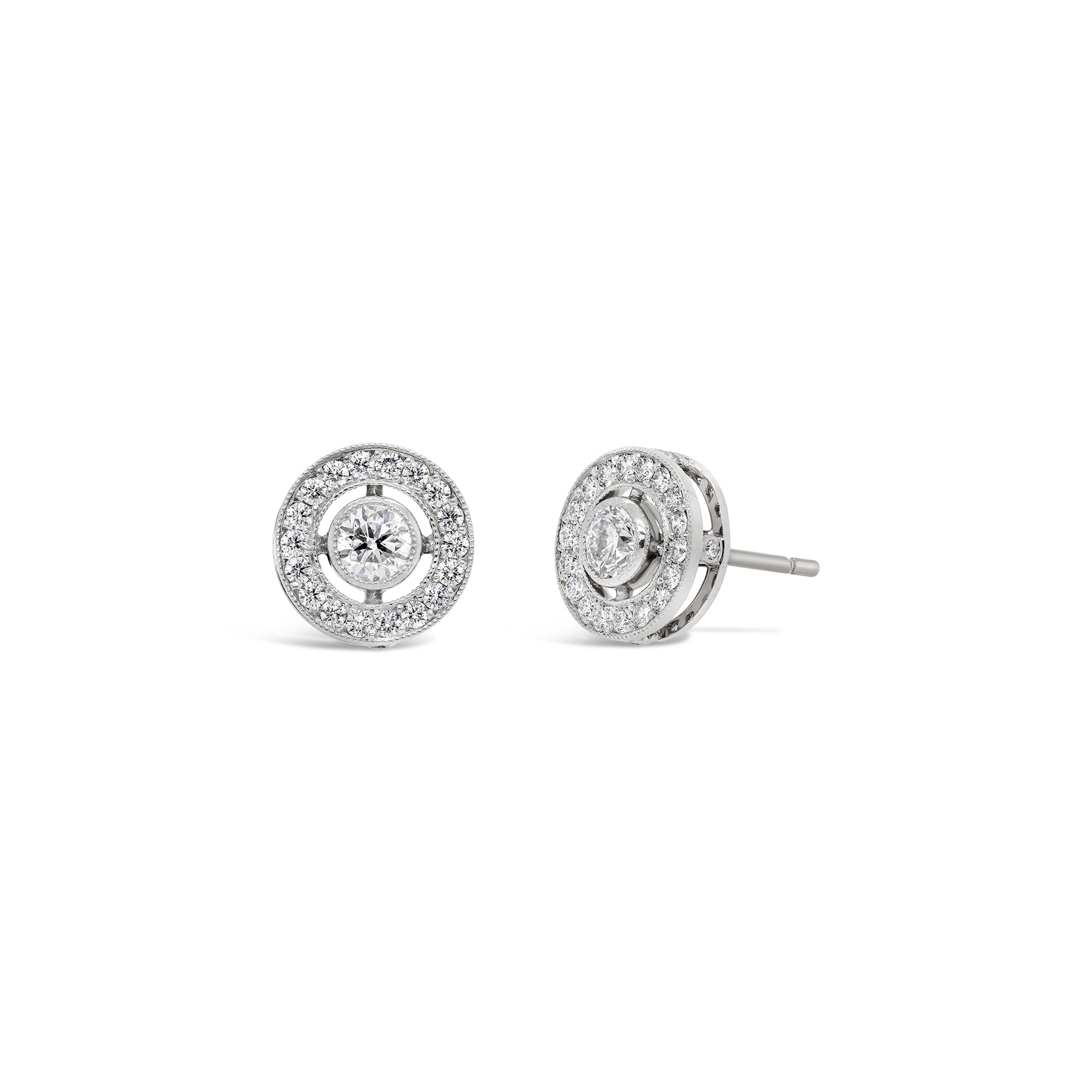 Diamond Halo Stud Earrings White Gold