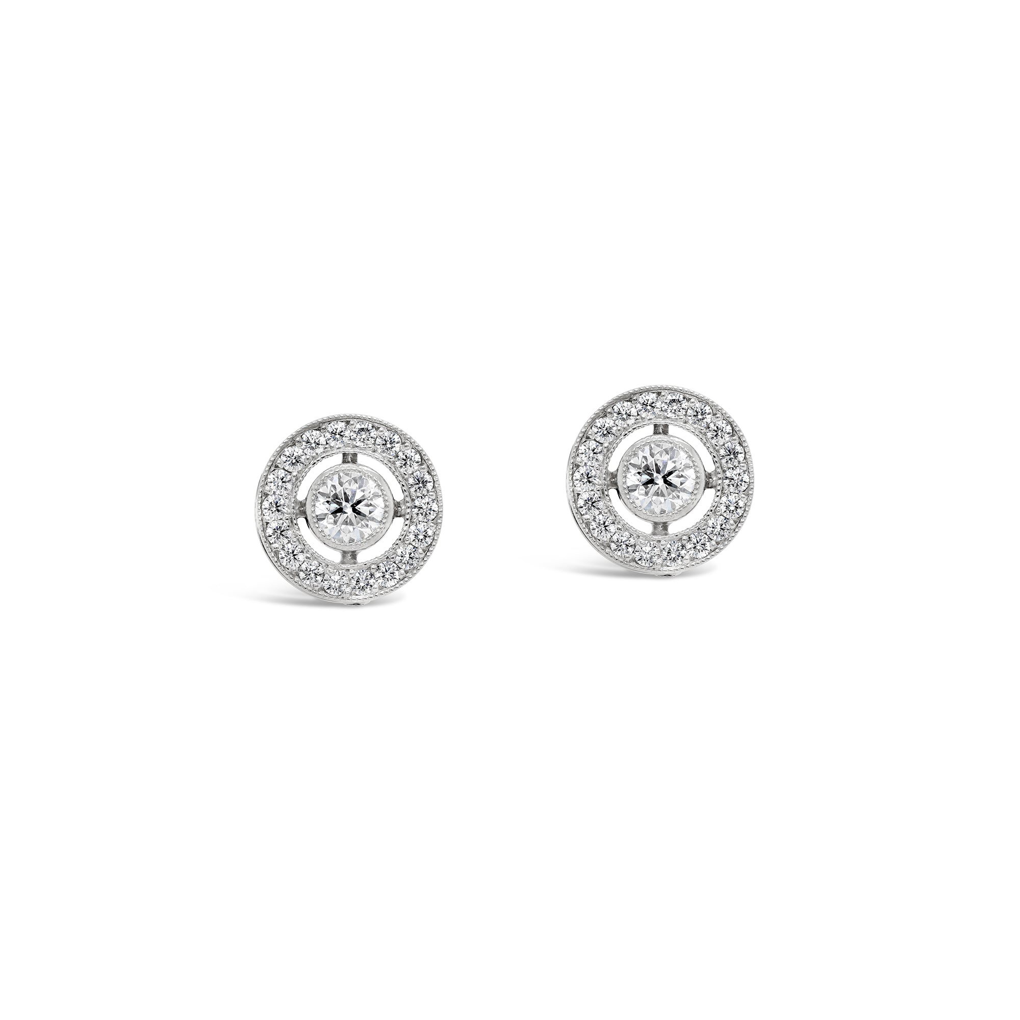 Diamond Halo Stud Earrings White Gold