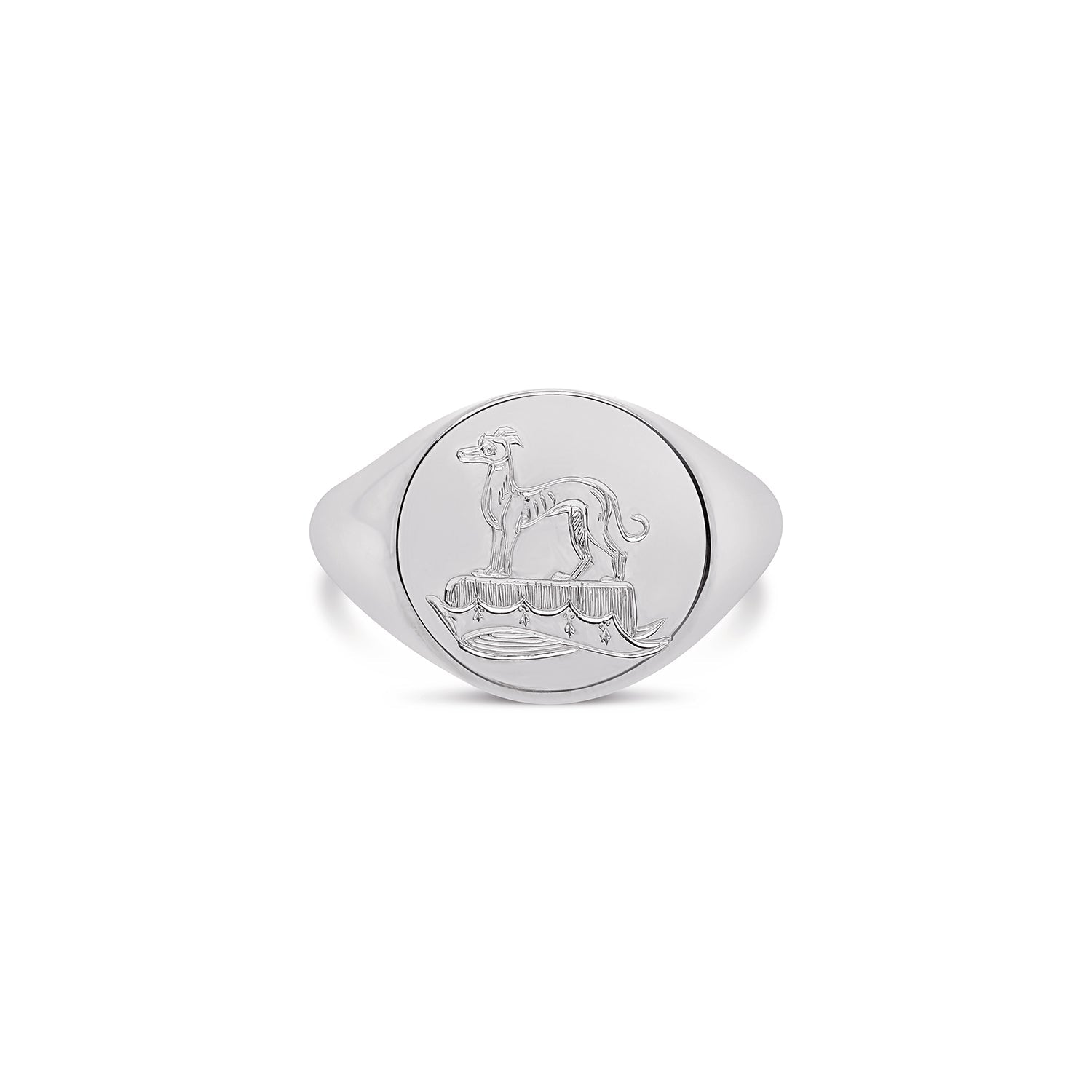 Classic Round White Gold Signet Ring