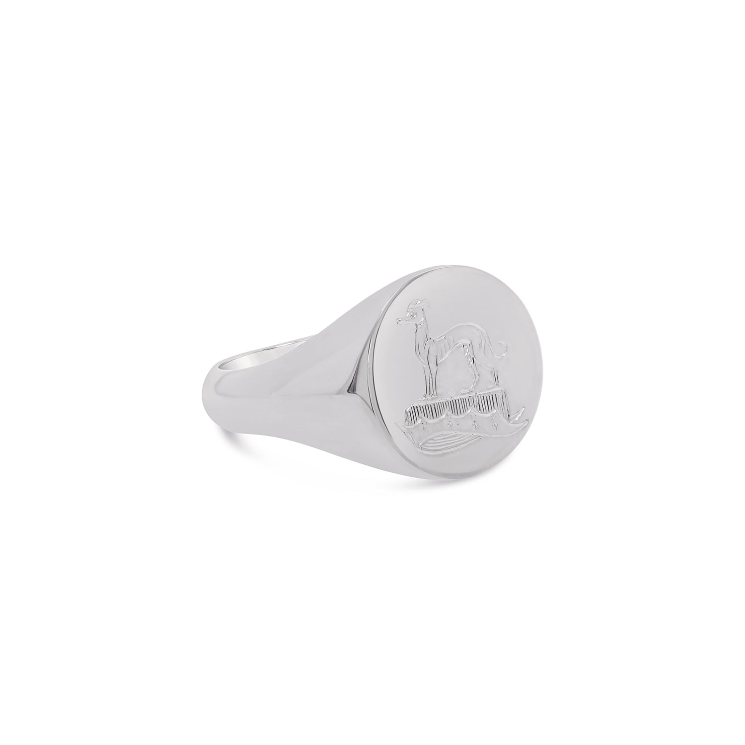 Classic Round White Gold Signet Ring
