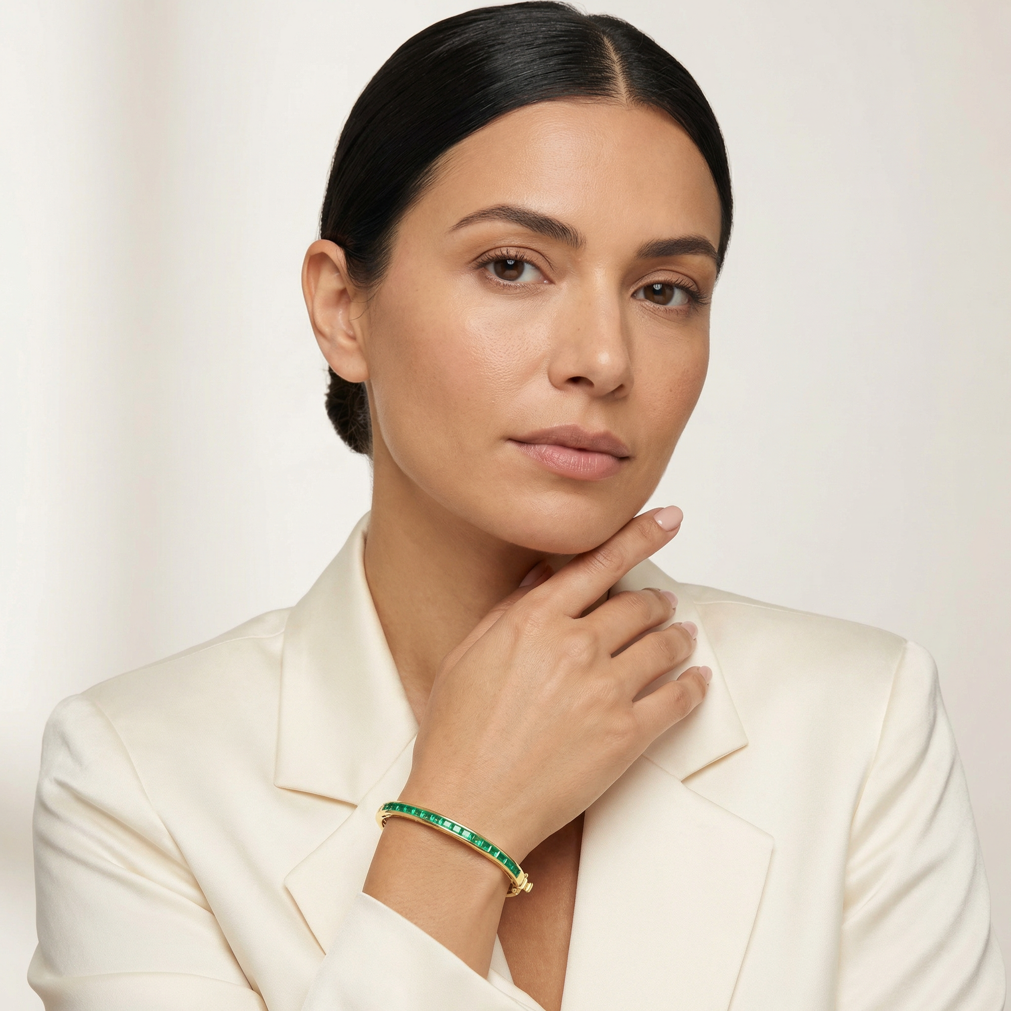 Baguette Cut Emerald Bangle