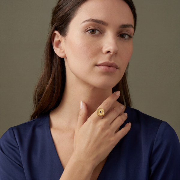 Petite Round Birthstone Signet Ring