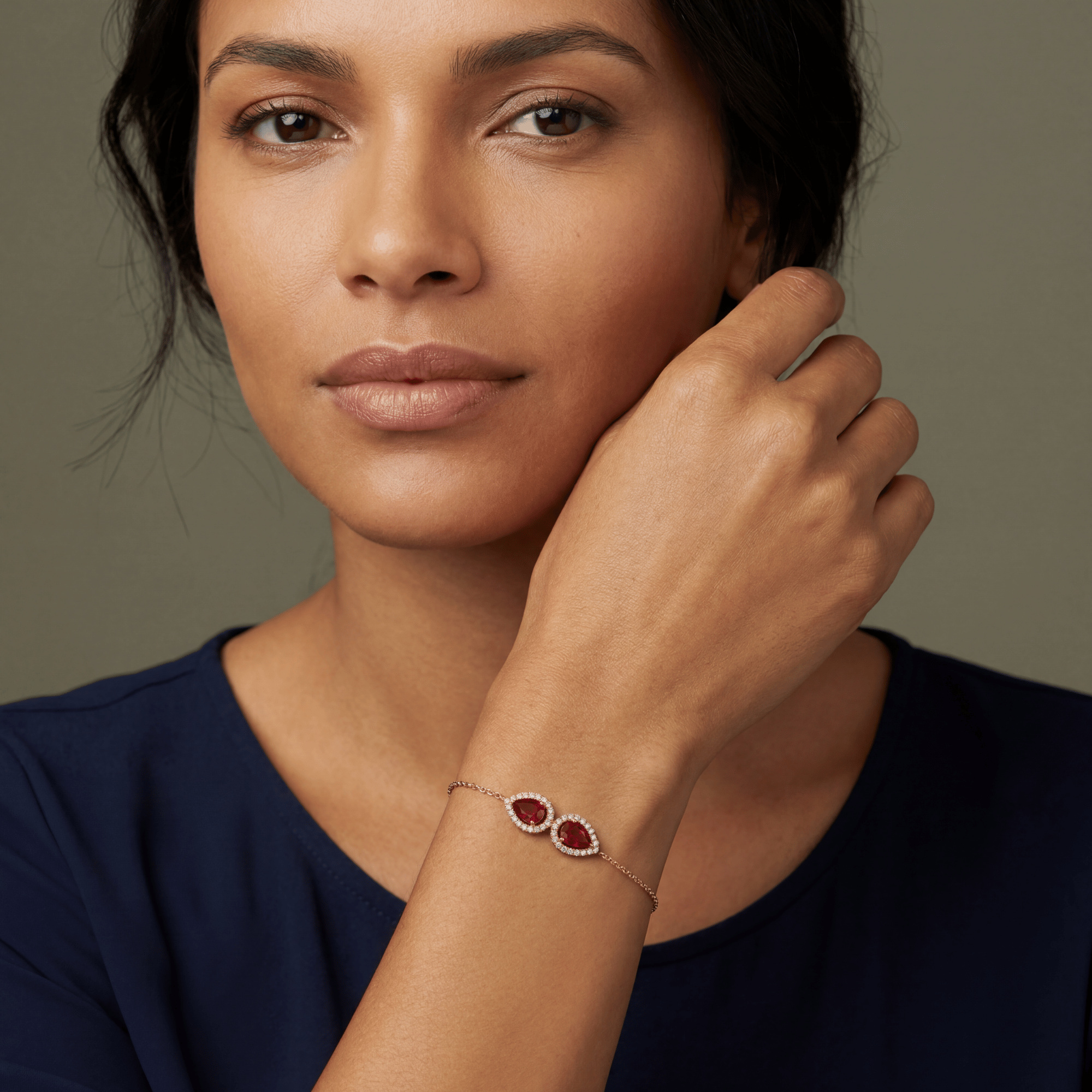 Double Pear Ruby & Diamond Bracelet