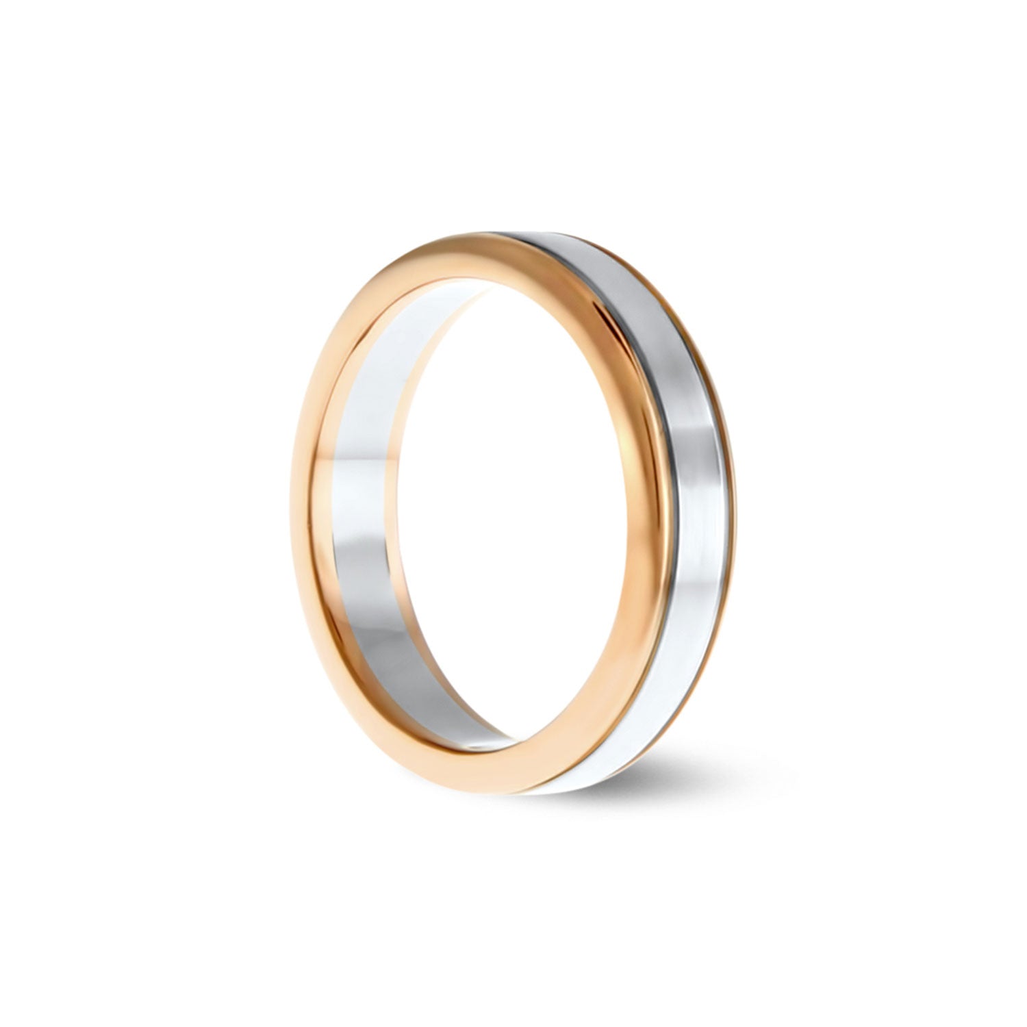 Men's brushed two tone wedding band