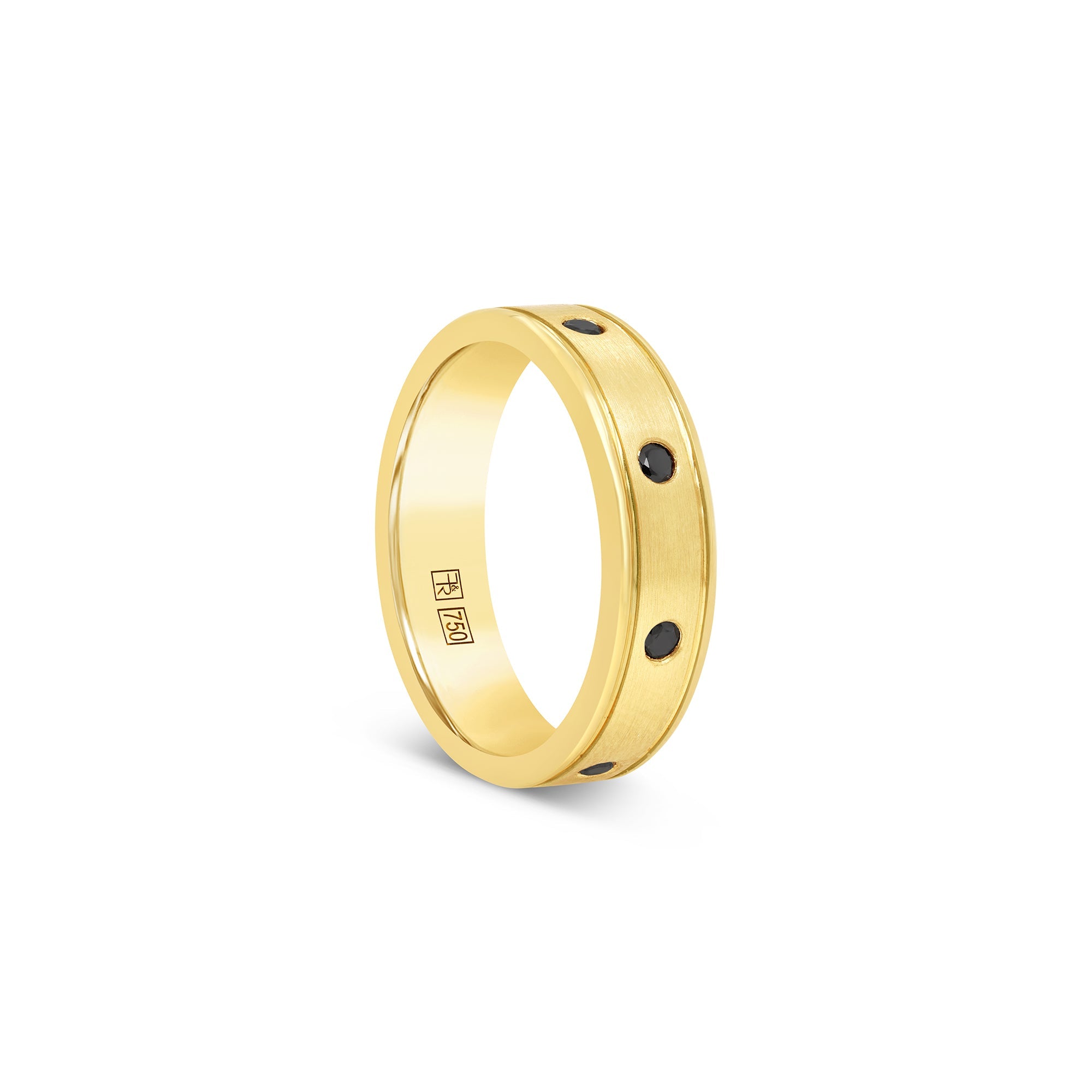 Black Diamond & 18ct Yellow Gold Wedding Ring