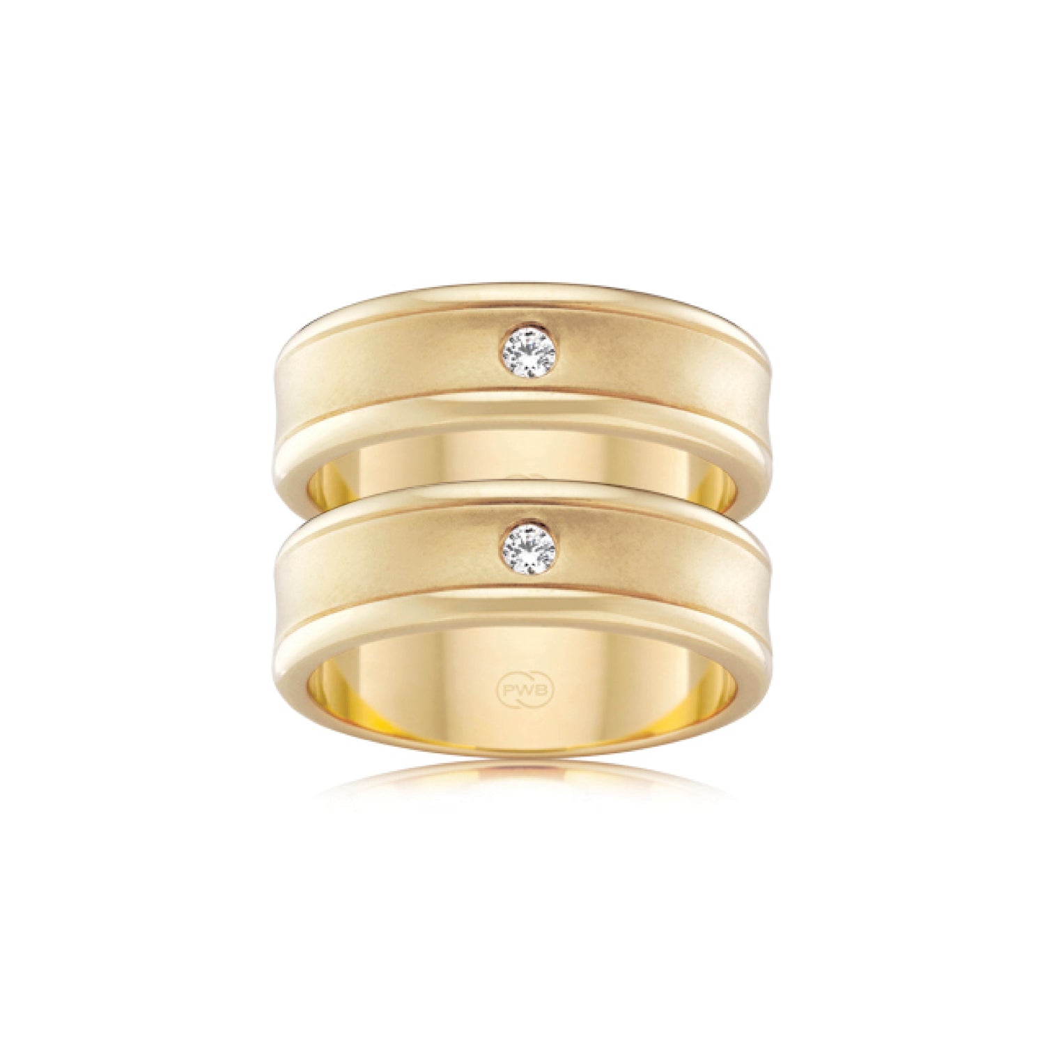 Wedding ring, engagement or commitment ring with gypsy set diamond