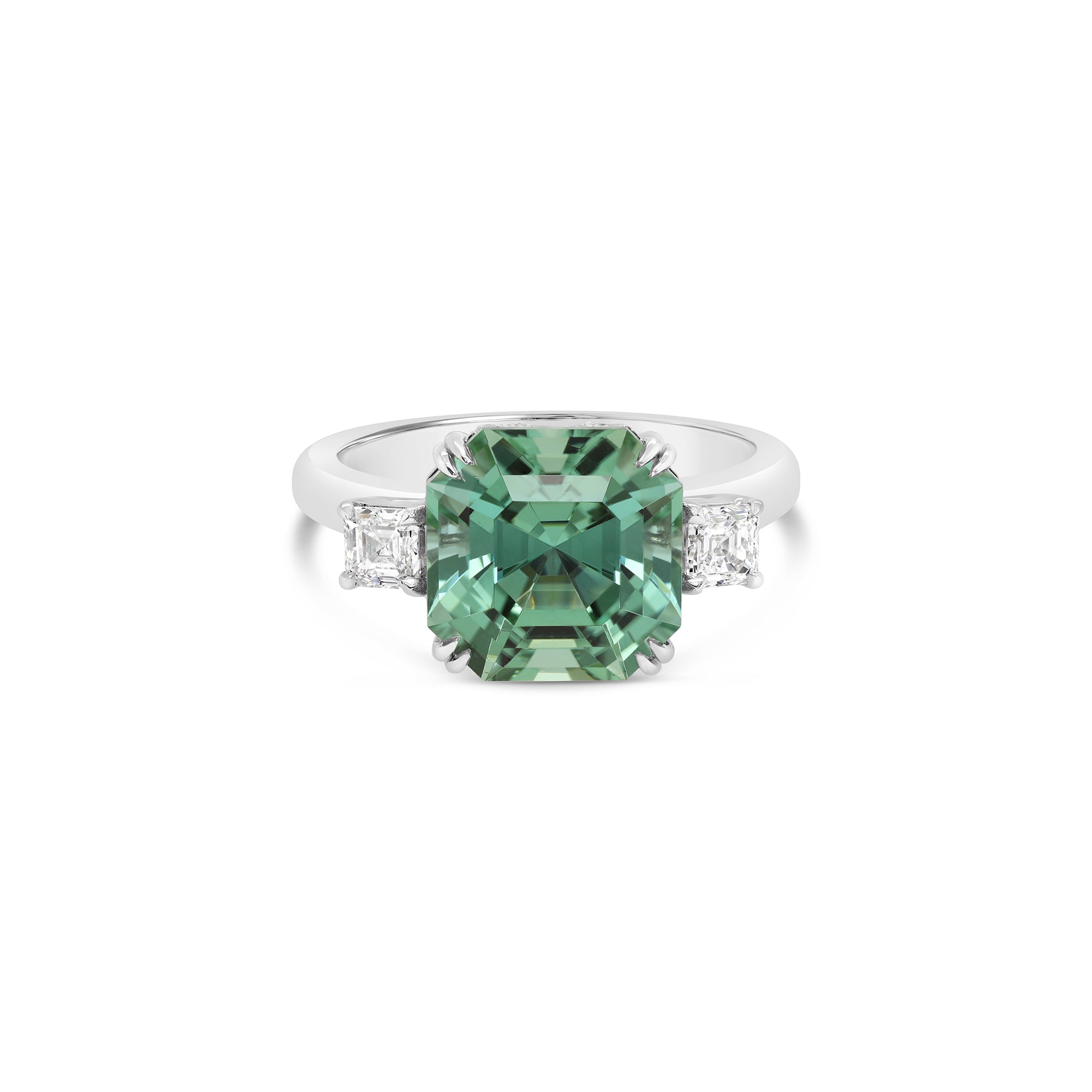 Green Mint Tourmaline & Diamond Cocktail Ring
