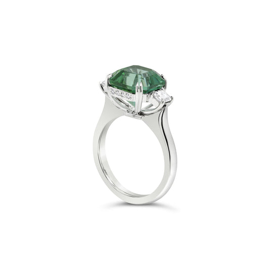 Green Mint Tourmaline & Diamond Cocktail Ring