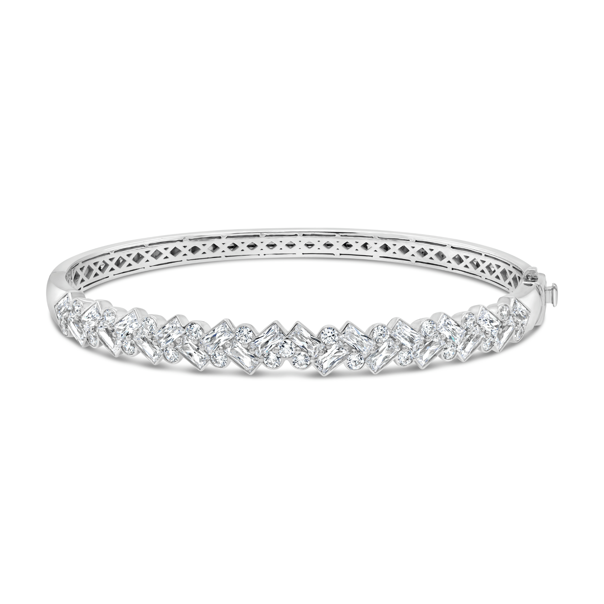 Mixed Cut Diamond Hinged Bracelet