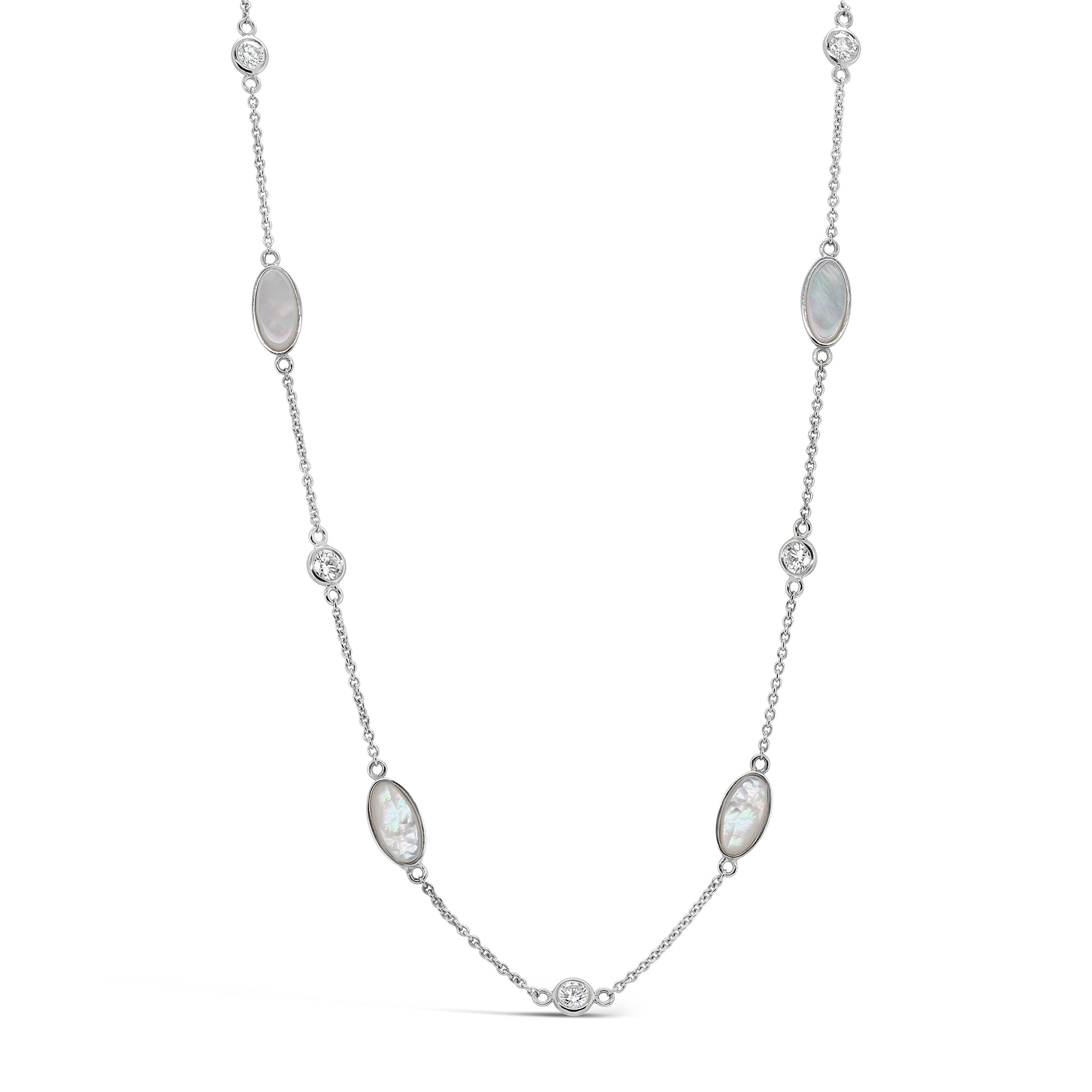 Mother of Pearl & Diamond Station Necklace
