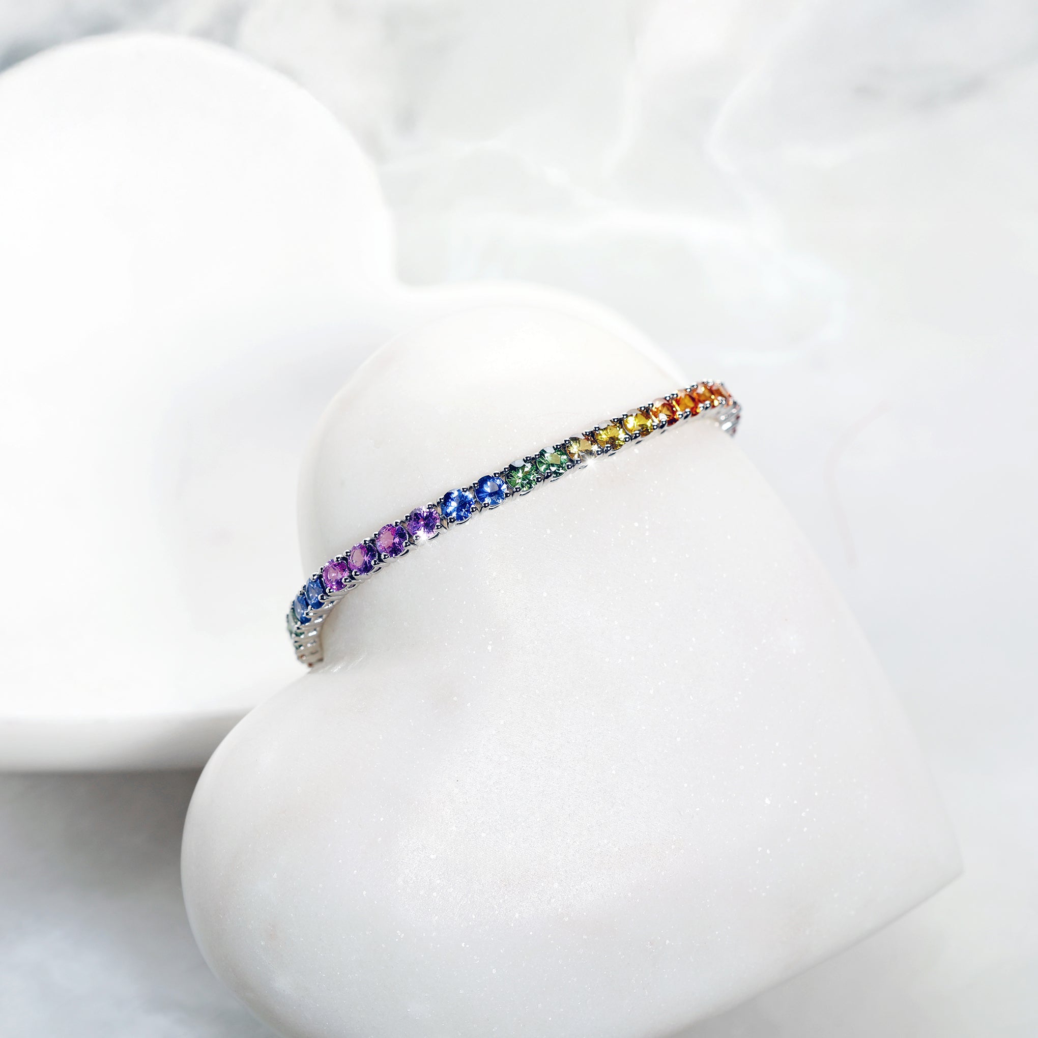 Multi-coloured Sapphire Claw set tennis bracelet