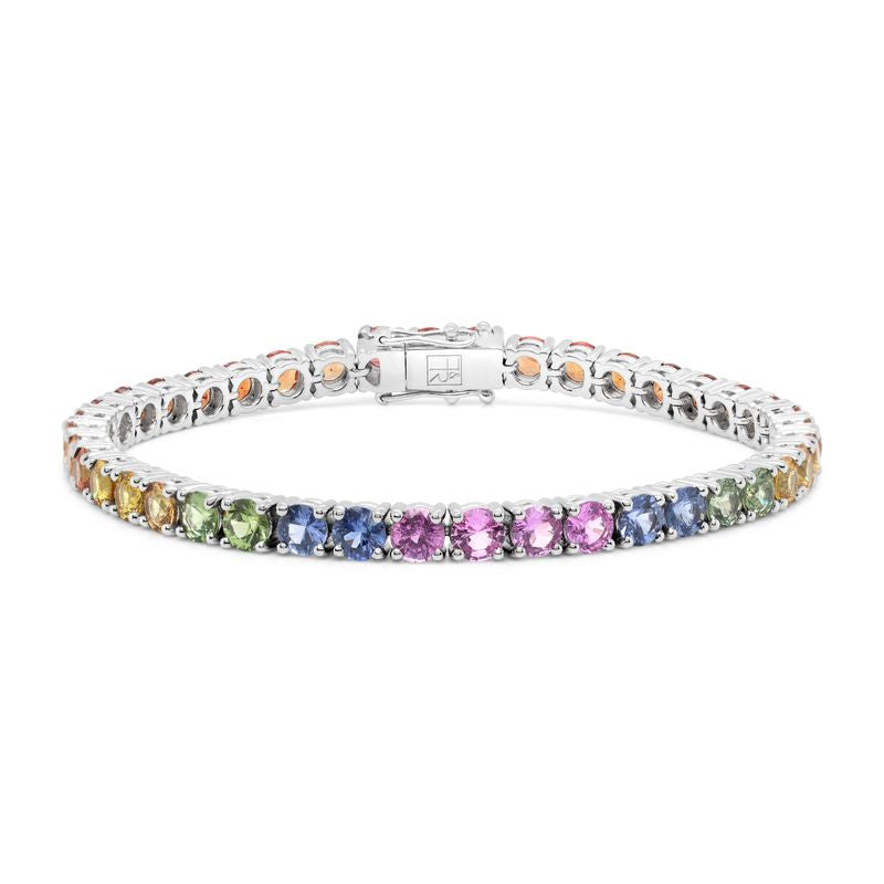 Multi-coloured Sapphire Claw set tennis bracelet