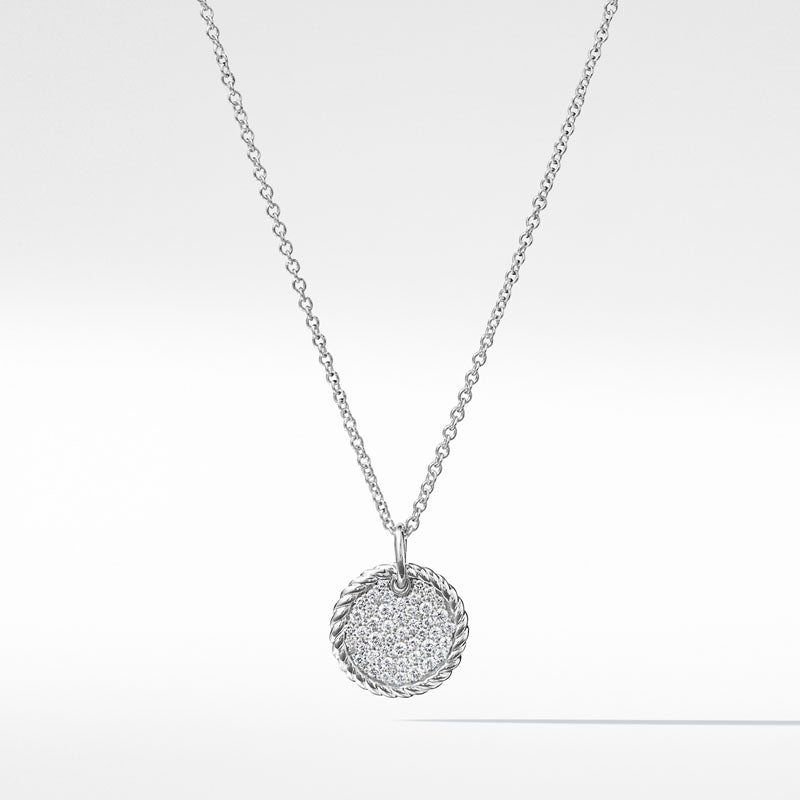 Cable Collectibles Pavé Plate Necklace with Diamonds in 18K White Gold - 18 inches