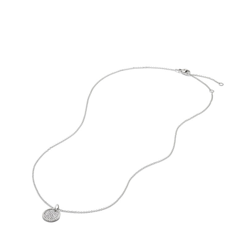 Cable Collectibles Pavé Plate Necklace with Diamonds in 18K White Gold - 18 inches