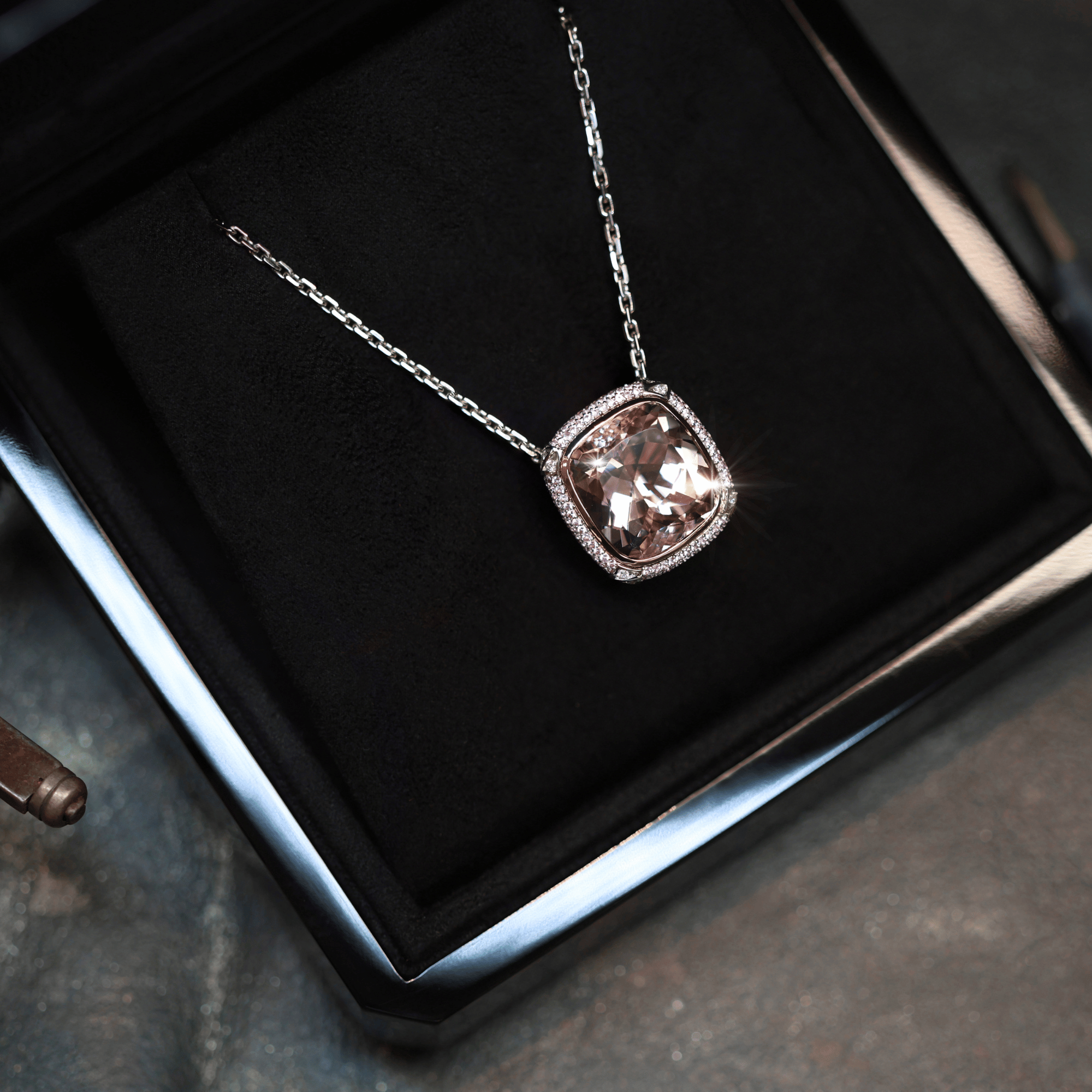 Morganite, Pink Sapphire and Diamond Necklace