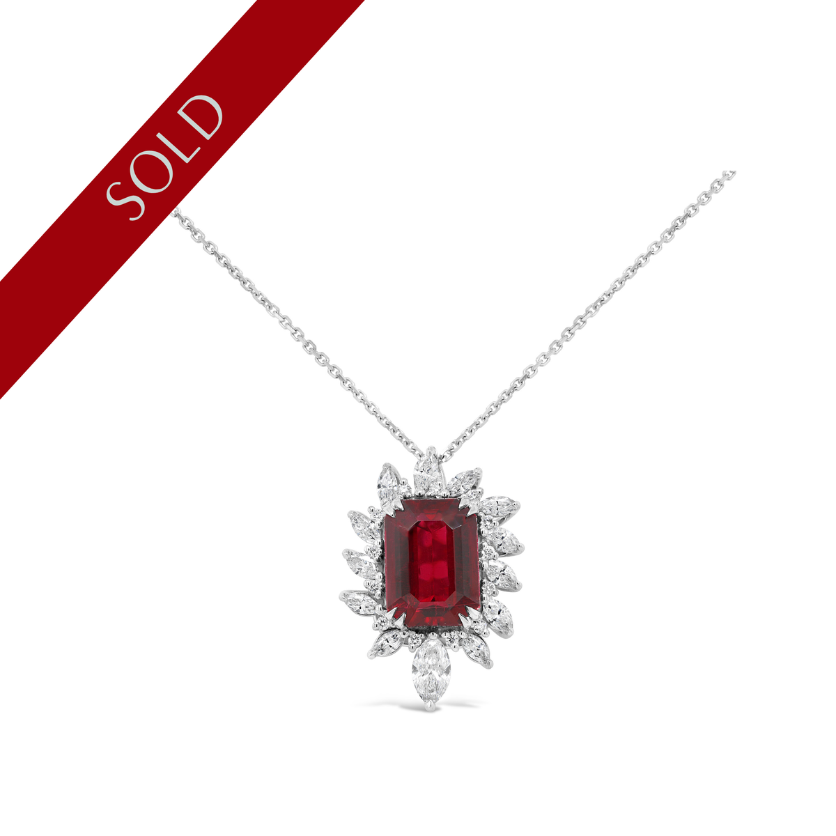 Rubellite Tourmaline & Mixed-Cut Diamond Halo Pendant
