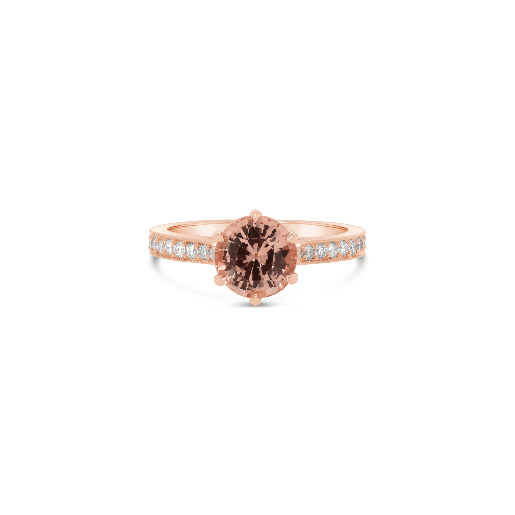 Padparadscha Sapphire & Diamond Engagement Ring