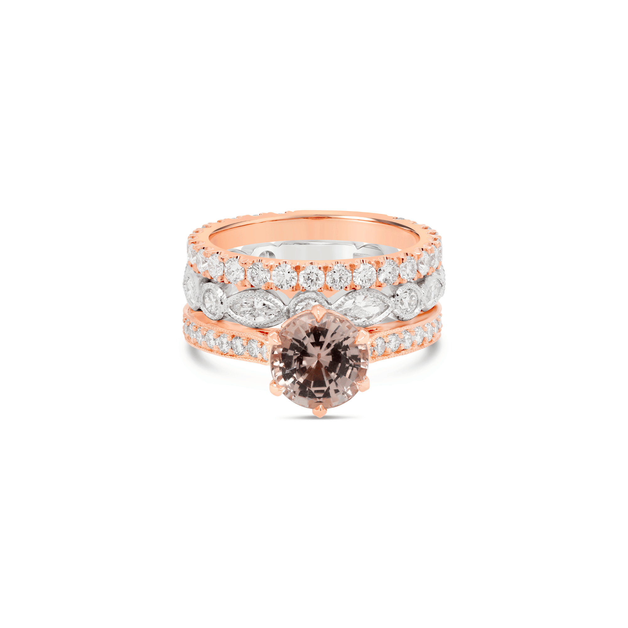 Padparadscha Sapphire & Diamond Engagement Ring