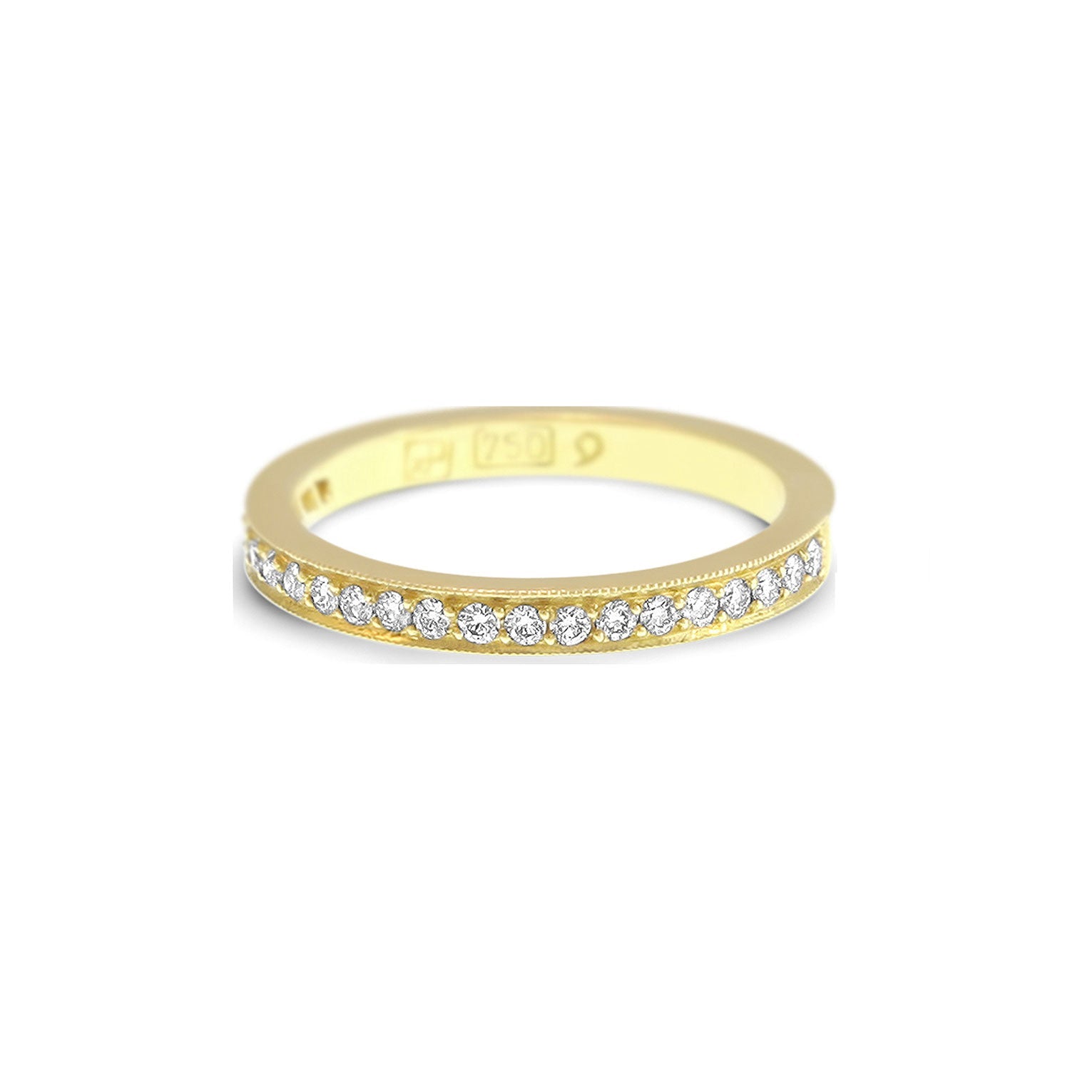 Thread-Set Round Brilliant Cut Diamond Ring - 18ct Yellow Gold ...