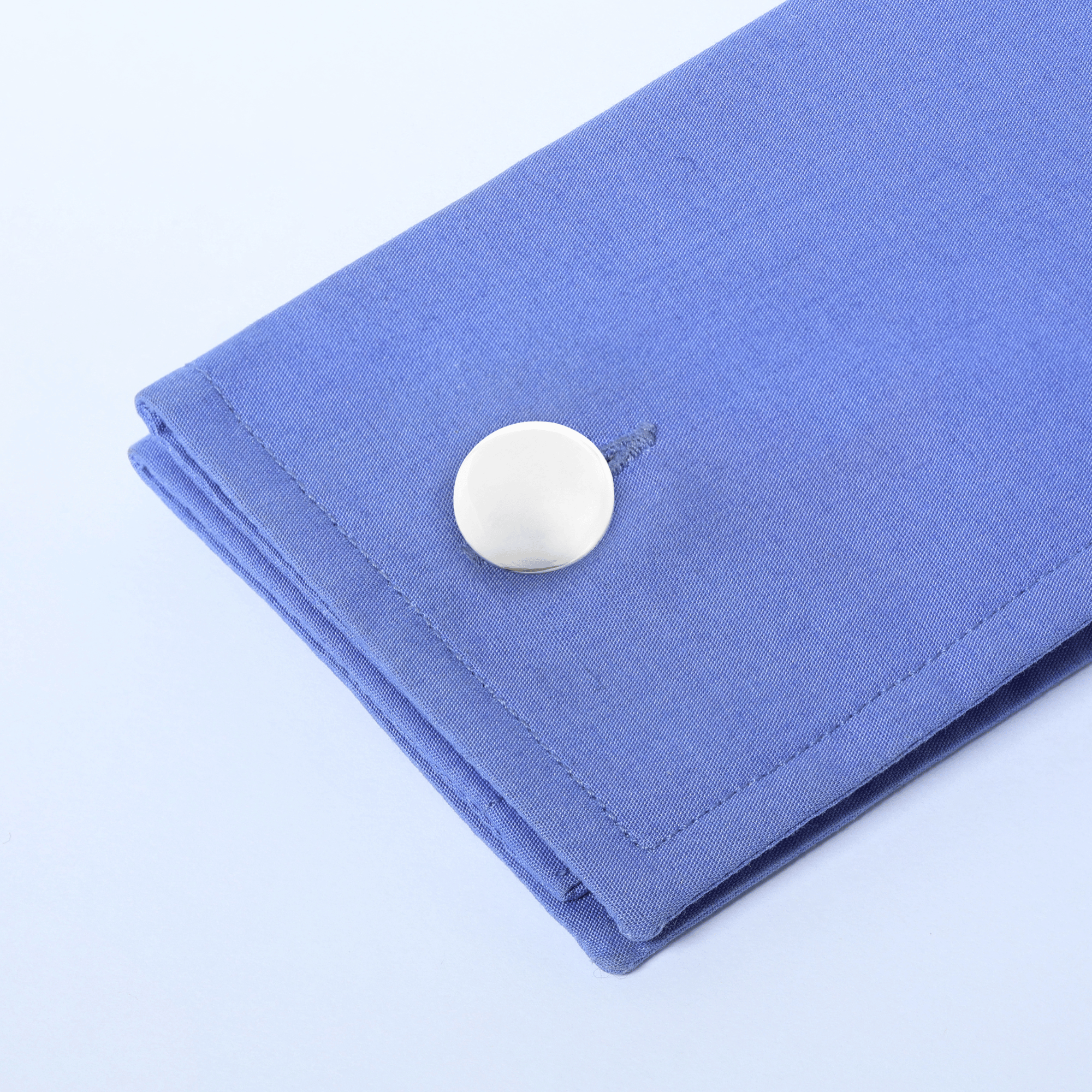 Round Shaped Polished & Lavastone Effect Cufflinks