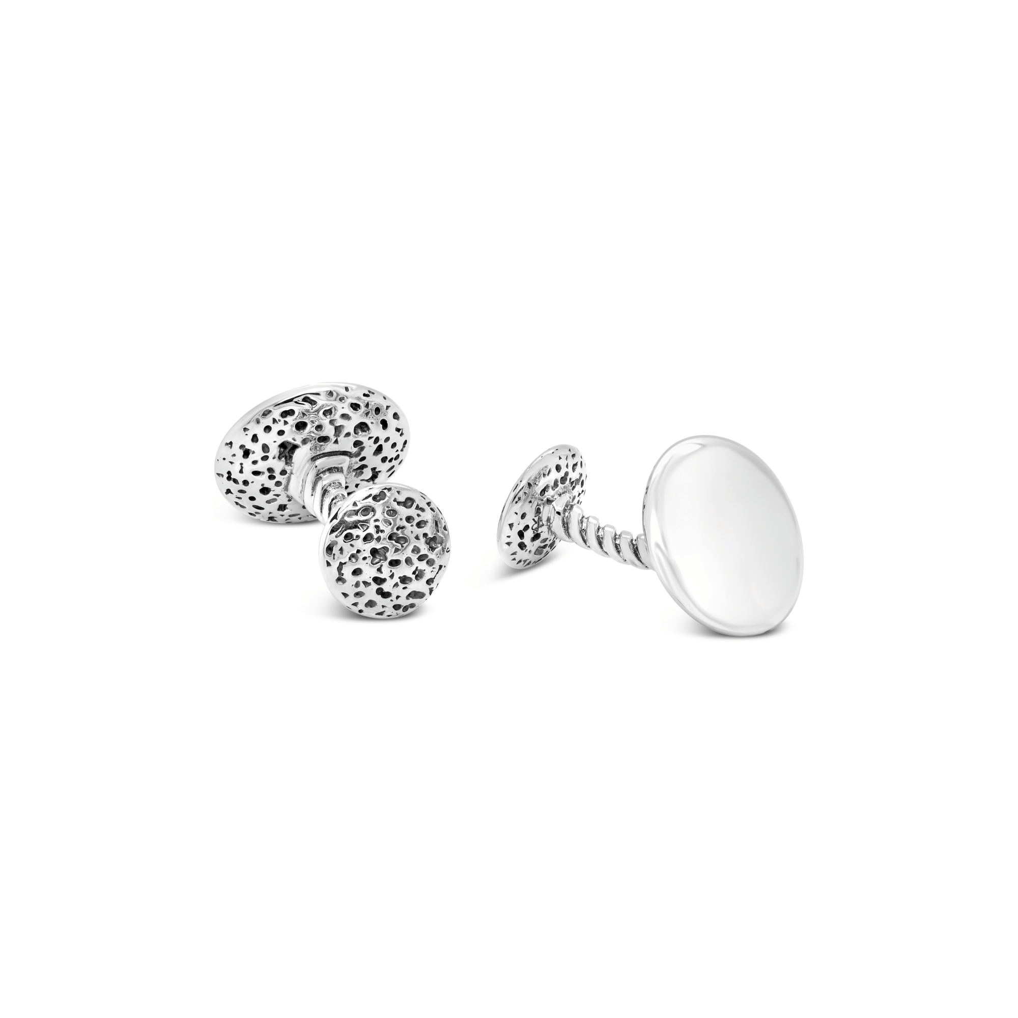 Round Shaped Polished & Lavastone Effect Cufflinks