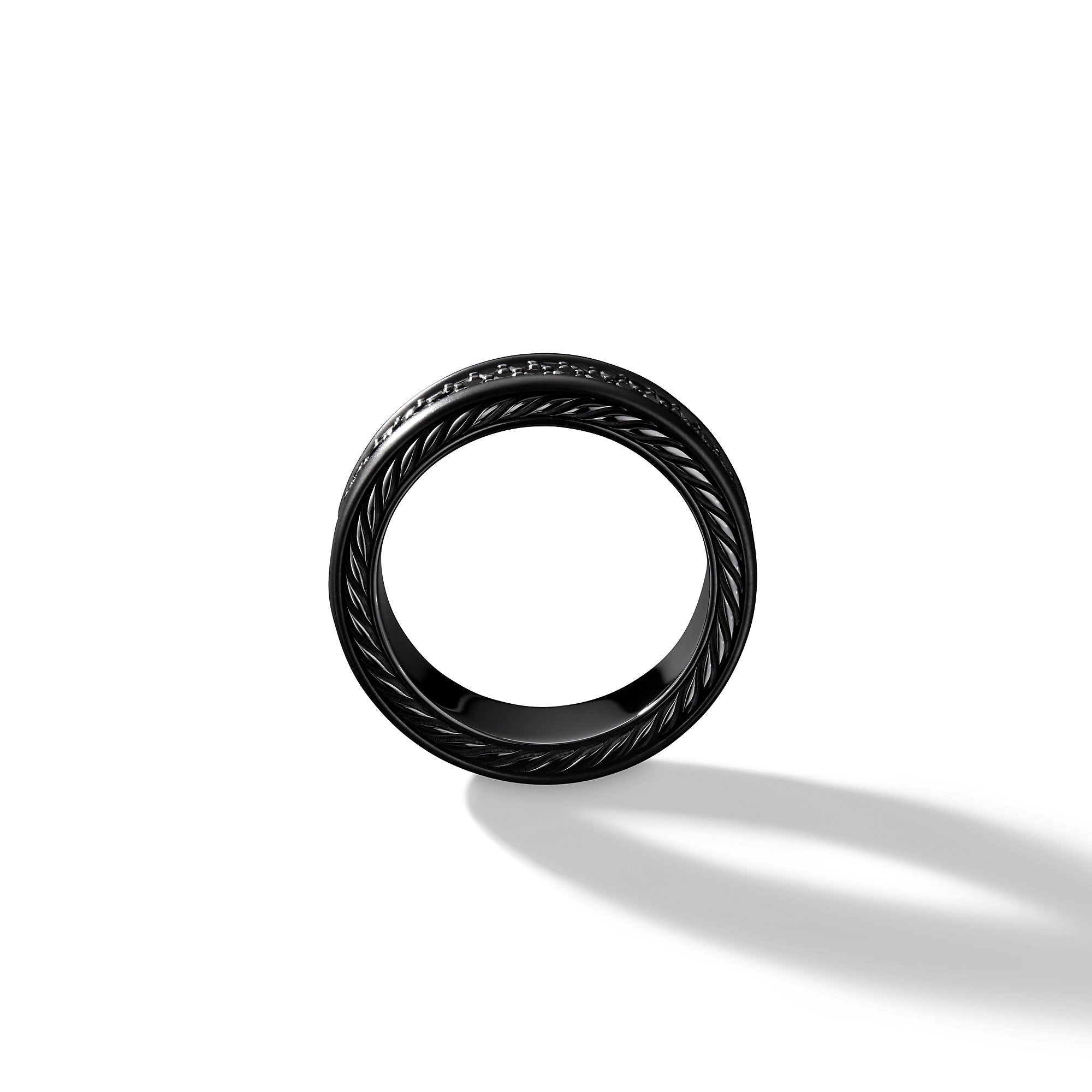 STREAMLINE® TWO ROW BAND RING IN STERLING SILVER WITH PAVÉ BLACK DIAMONDS