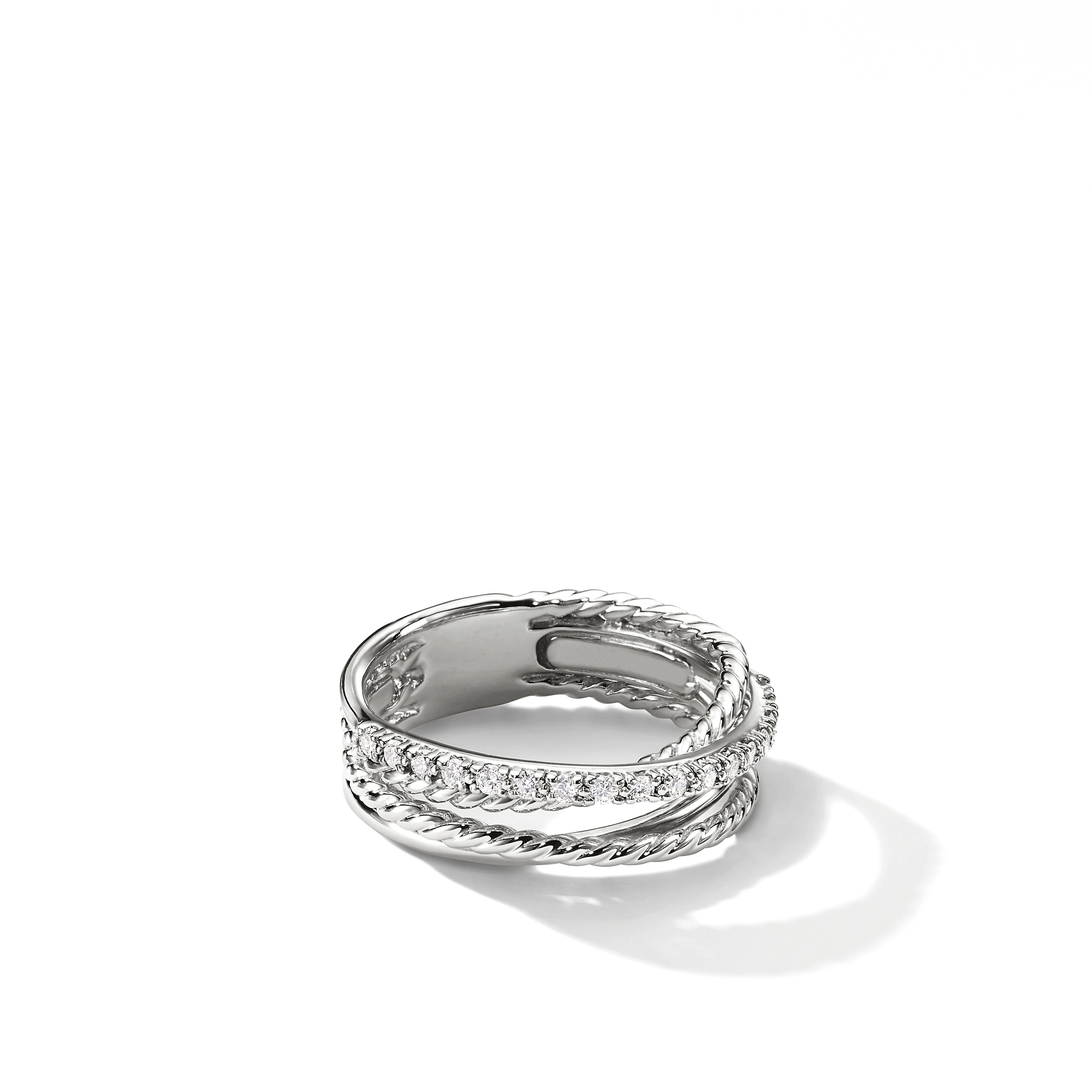 David Yurman Crossover Band Ring Sterling Silver with Diamond