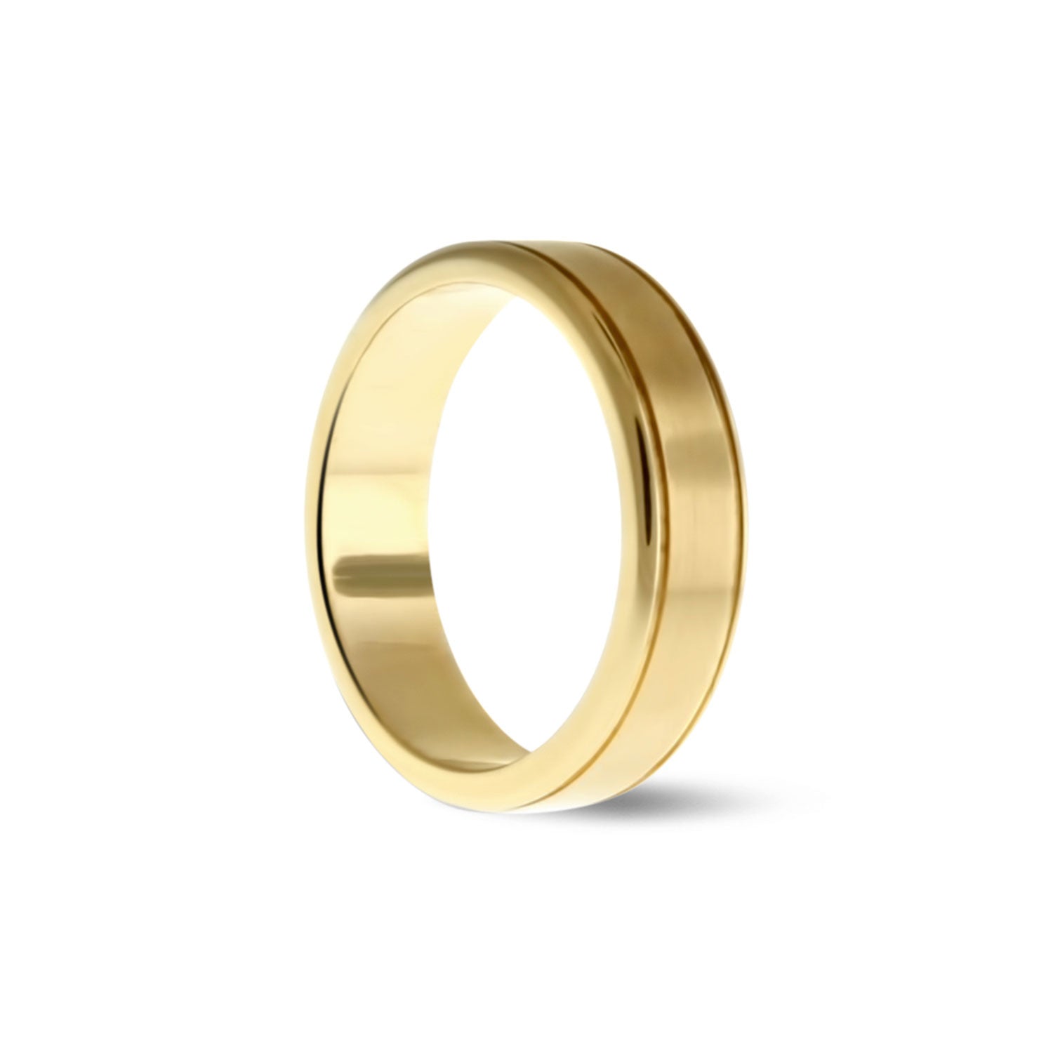Grooved Line Wedding Ring Yellow Gold