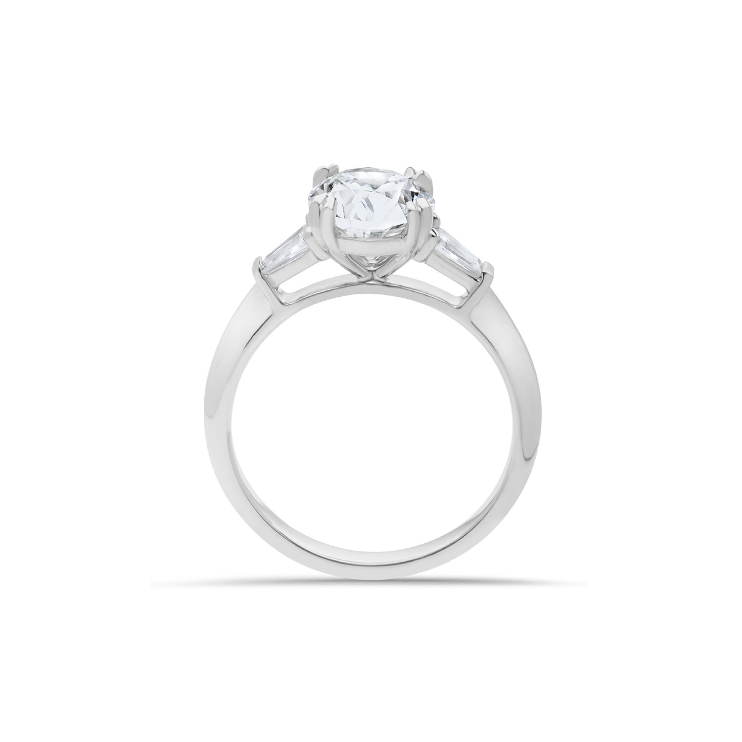 Oval Cut & Baguette Cut Diamond three stone Engagement Ring