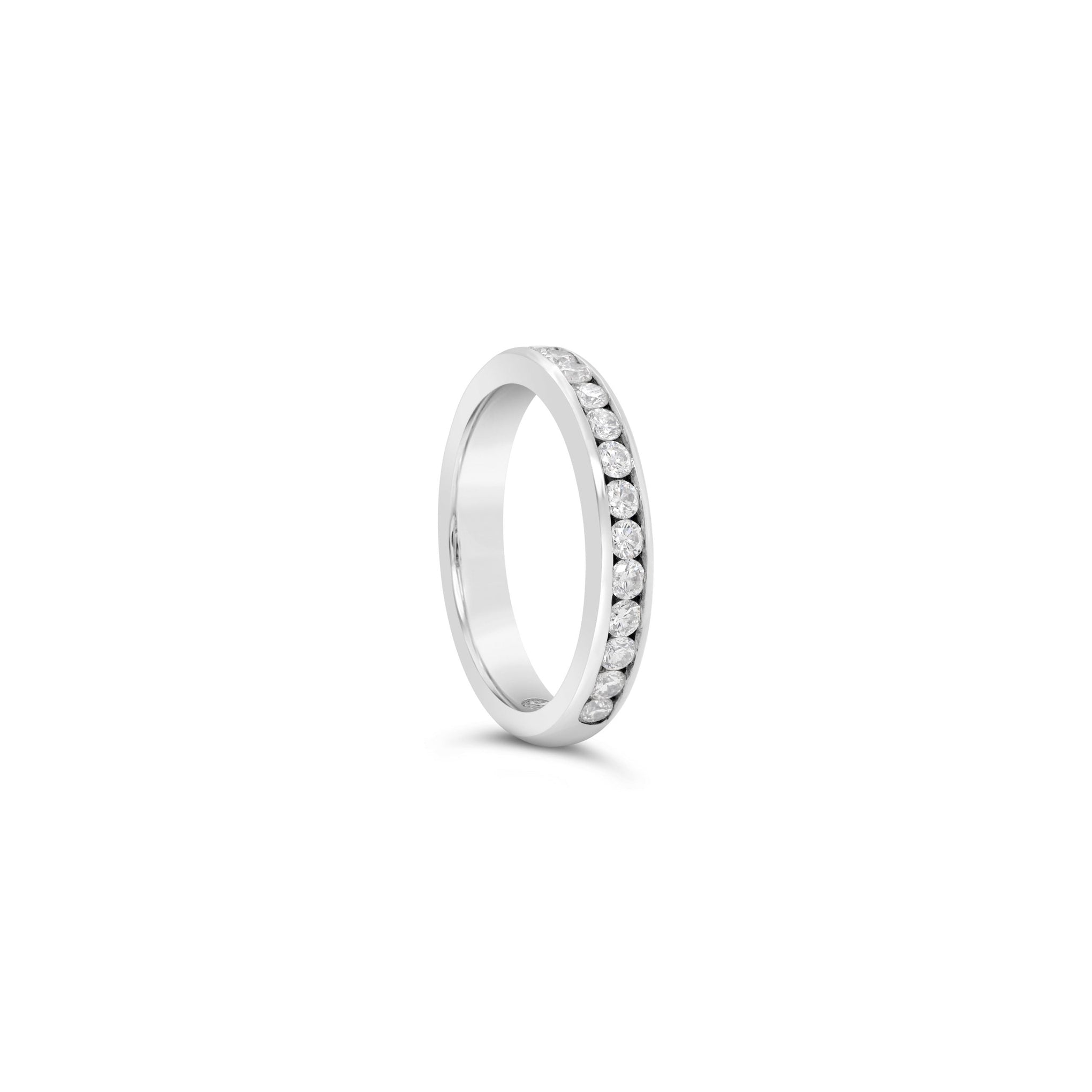 Channel set diamond band white gold