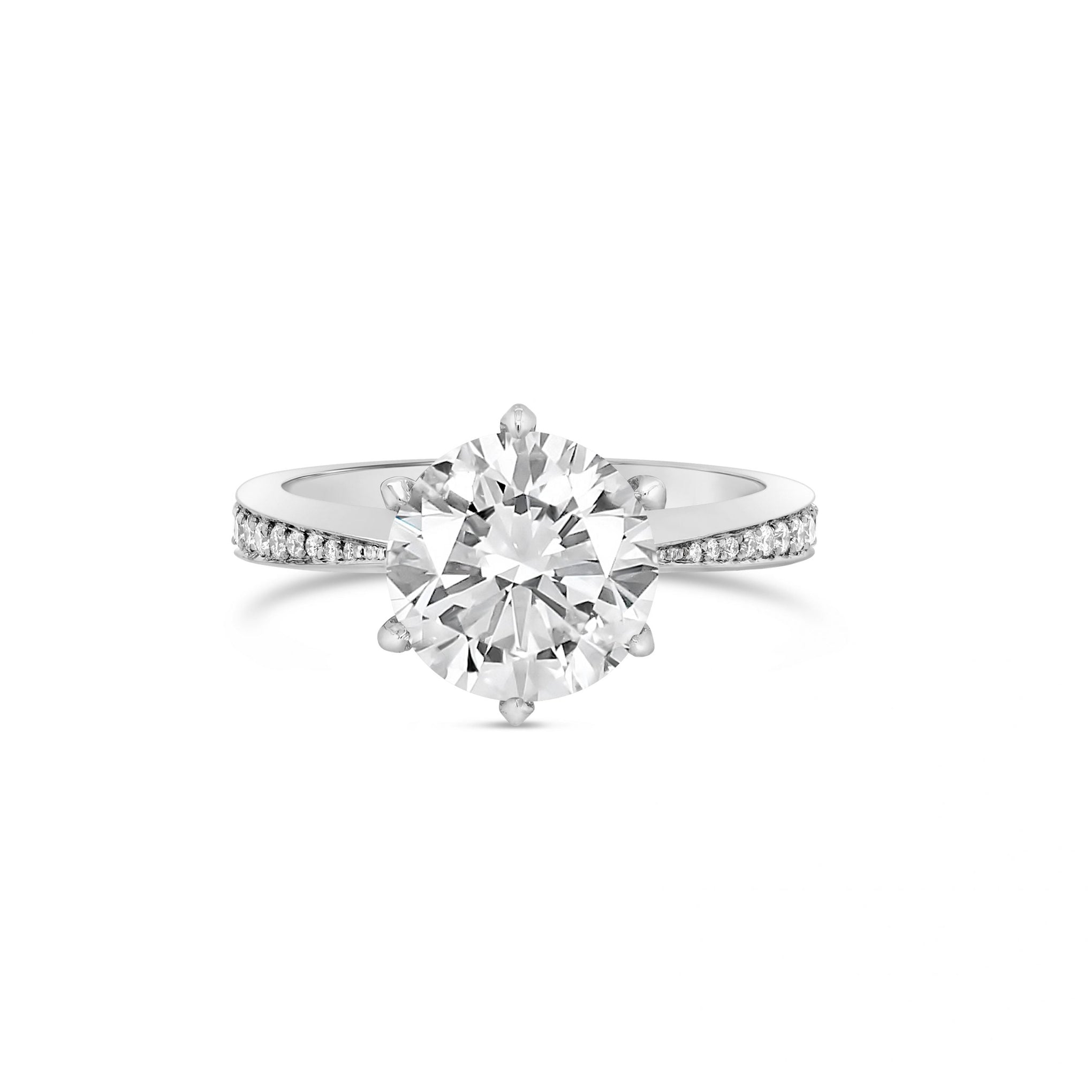 Round Brilliant Cut Diamond Engagement Ring tapered diamond band