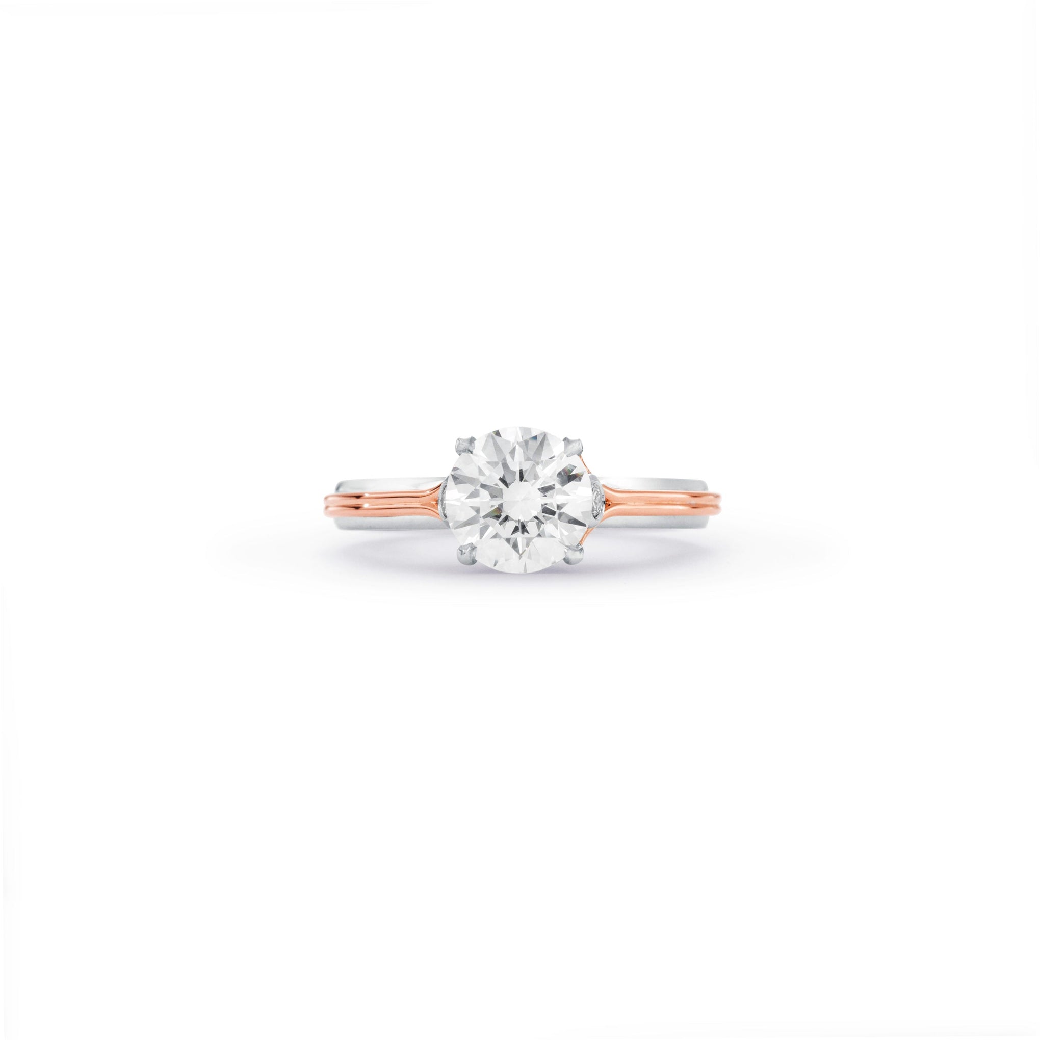 Claw-Set Round Brilliant Cut Diamond Two-Tone Engagement Ring