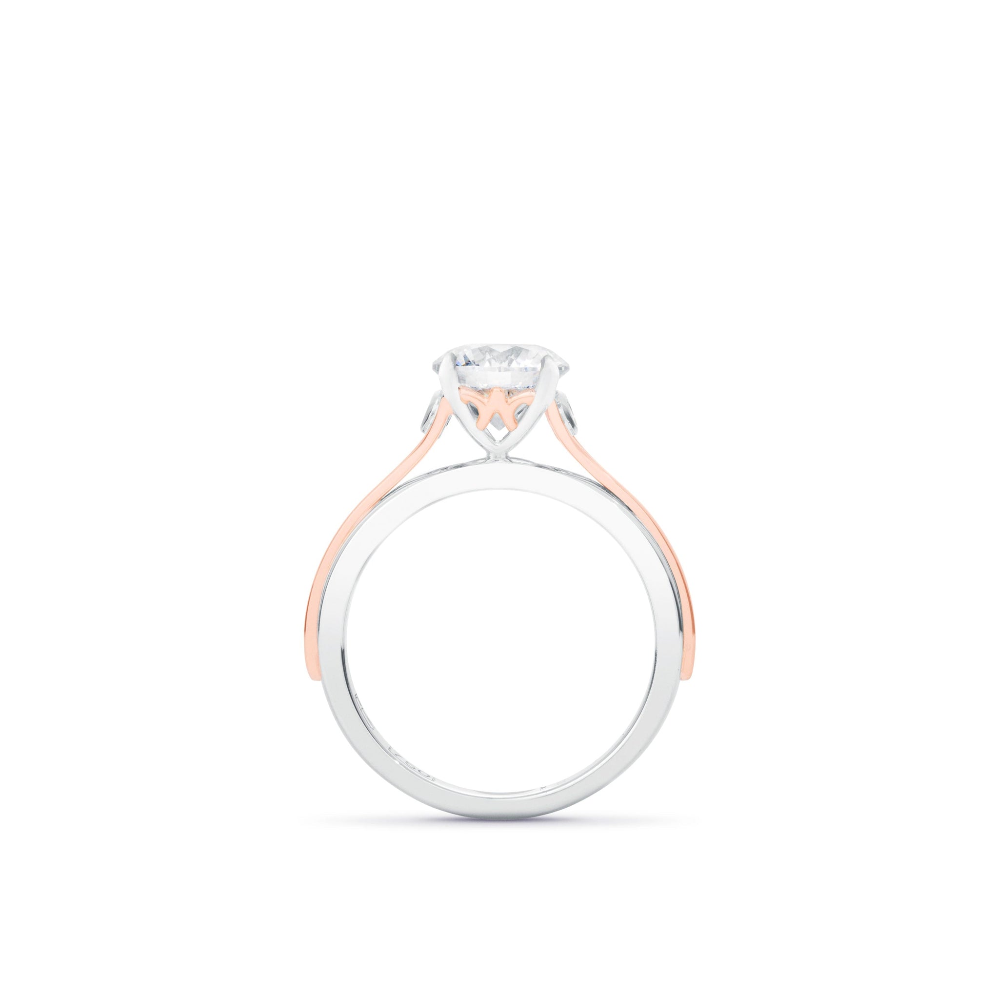 Claw-Set Round Brilliant Cut Diamond Two-Tone Engagement Ring